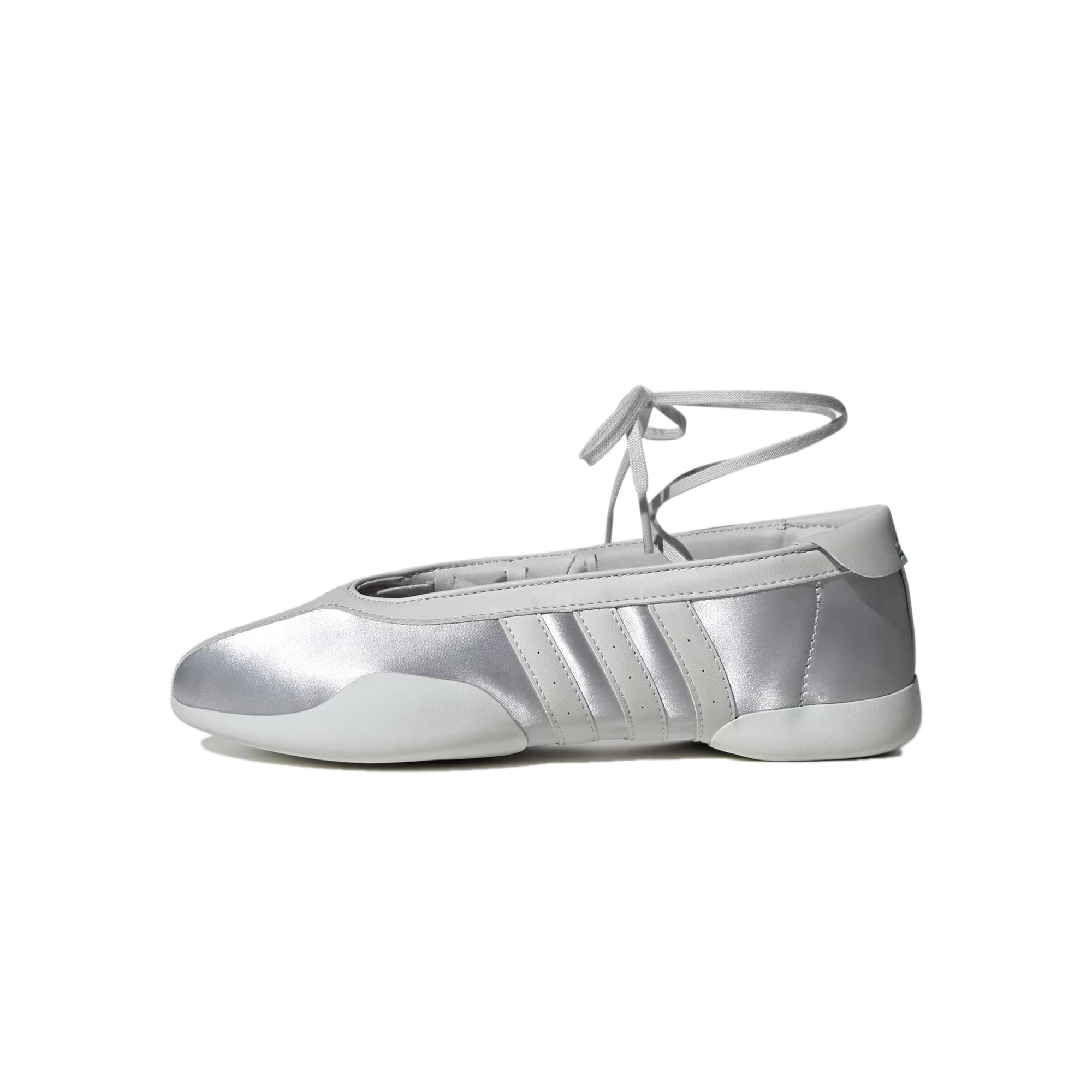 Silver Metallic/ Grey One/ Cloud White Ballet Sneakers on a white background