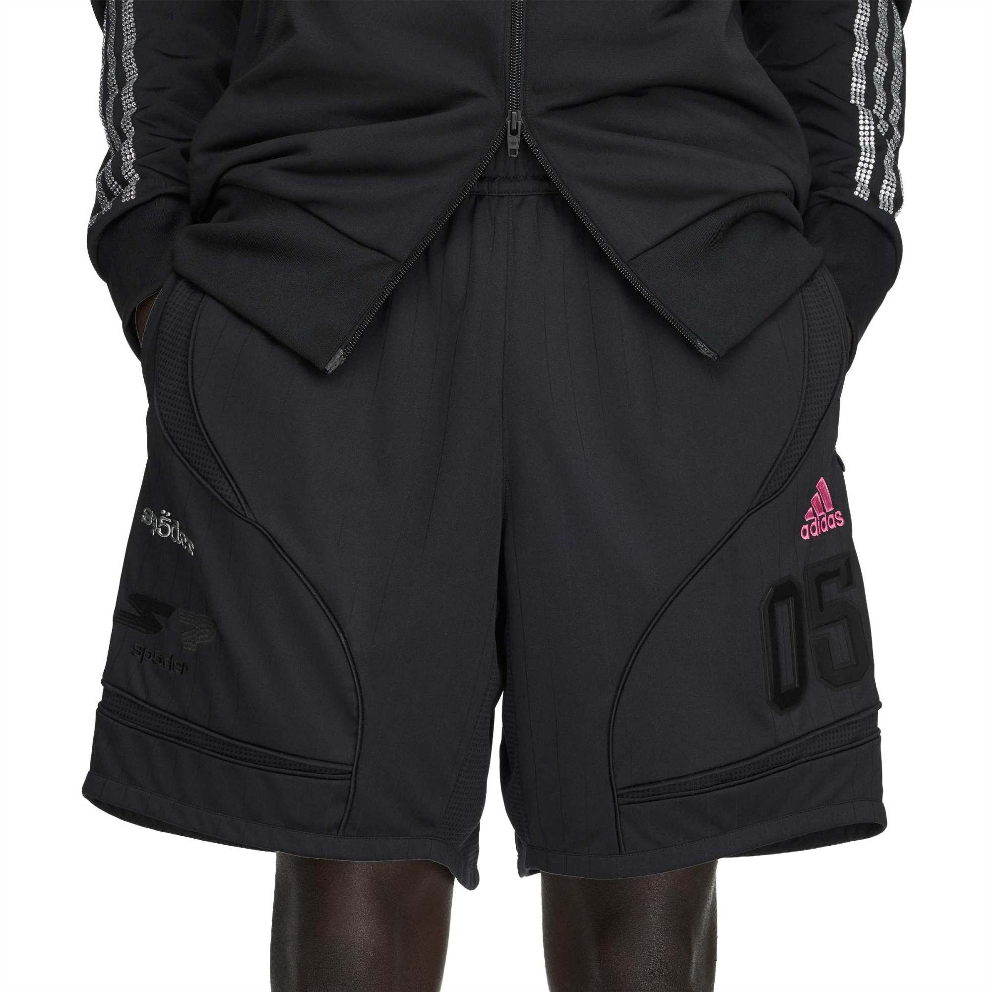 black silver and pink shorts on a white background