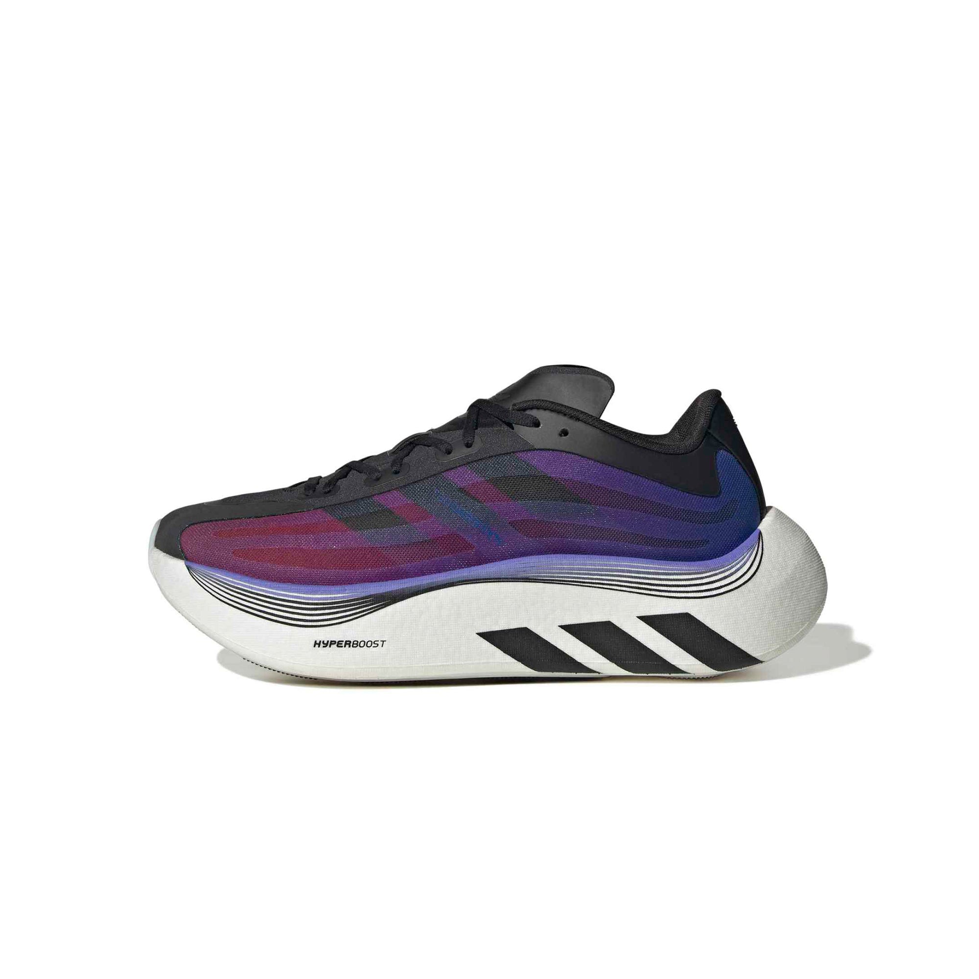 Core Black/ Lucid Blue/ Solar Red Sneakers on a white background