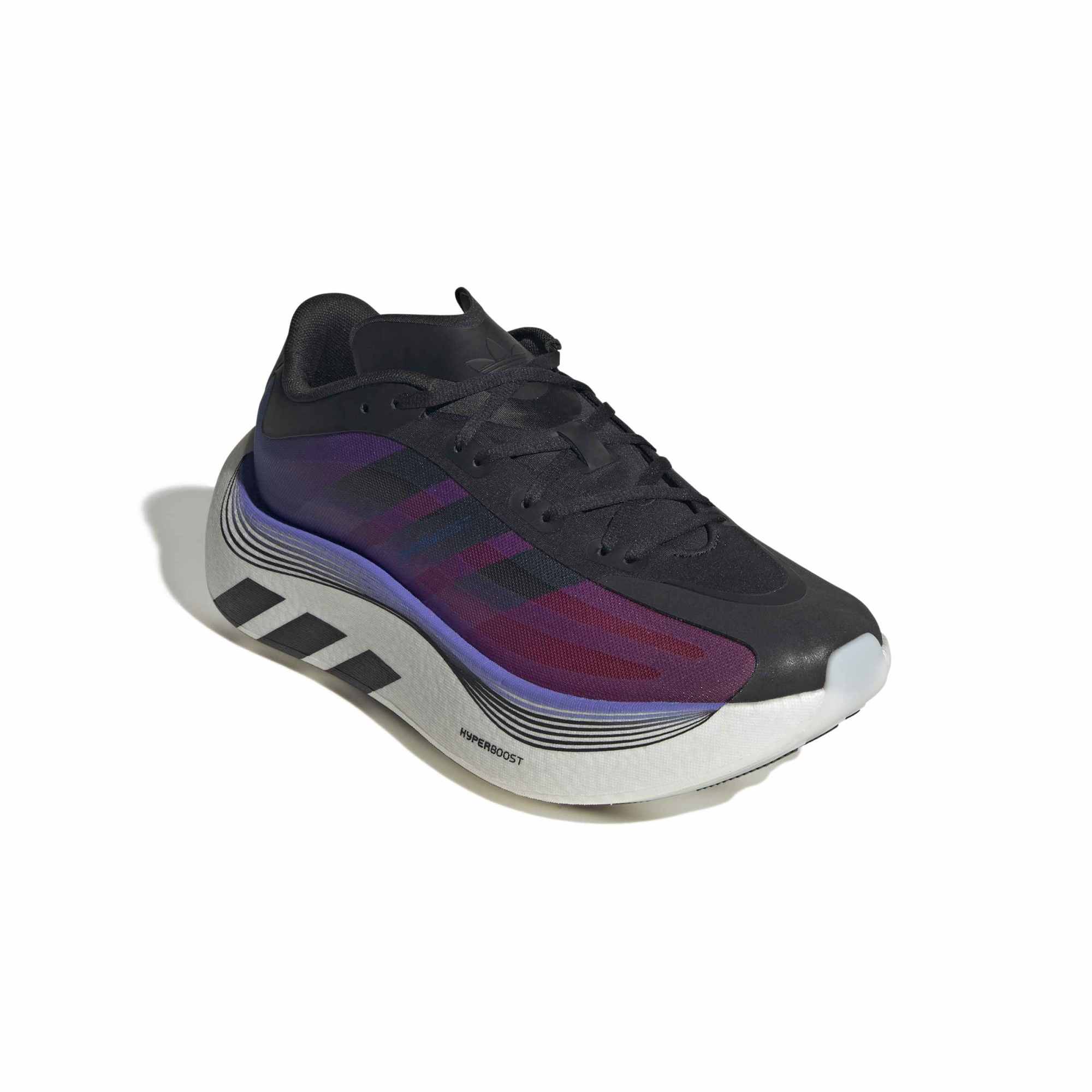 Core Black/ Lucid Blue/ Solar Red Sneakers on a white background
