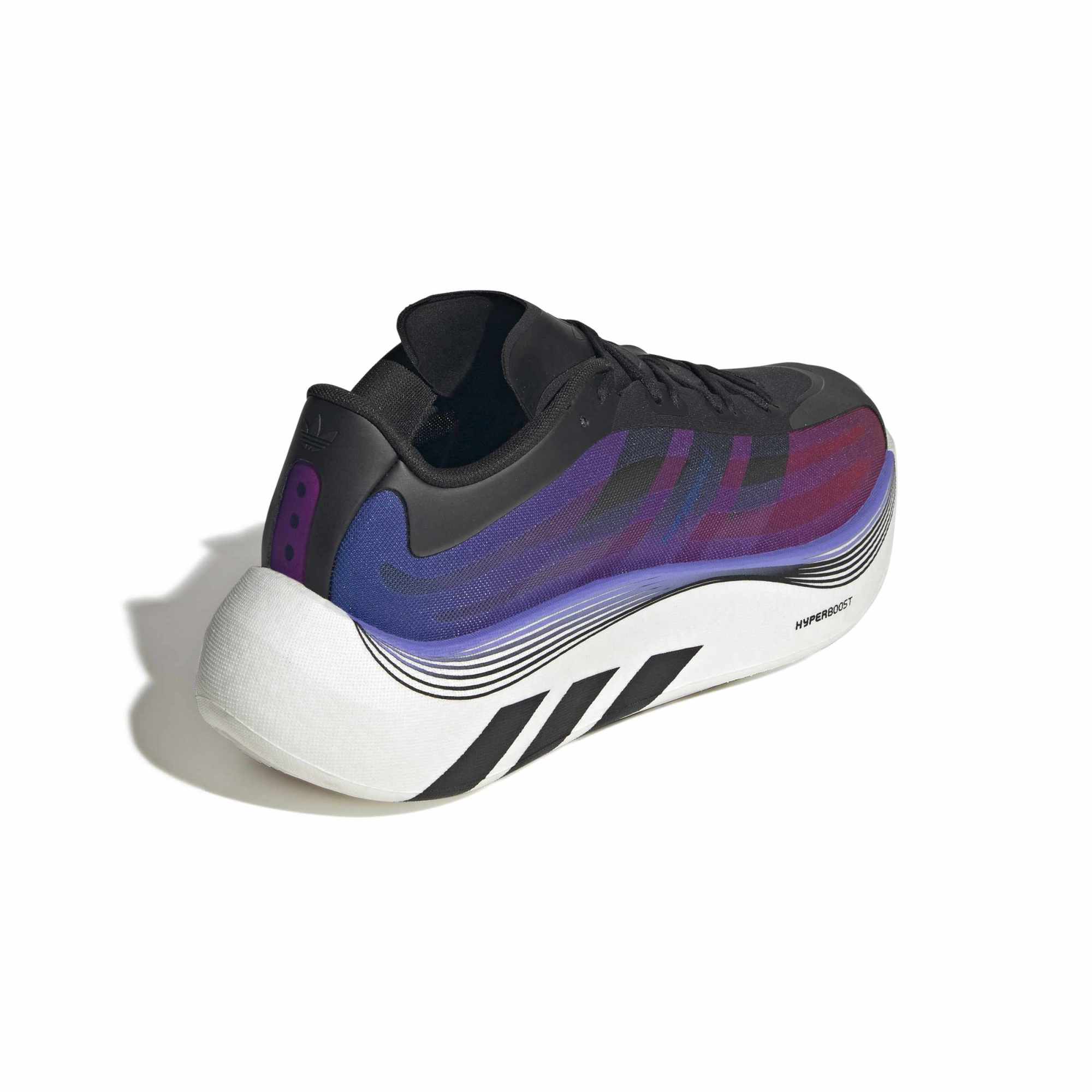 Core Black/ Lucid Blue/ Solar Red Sneakers on a white background