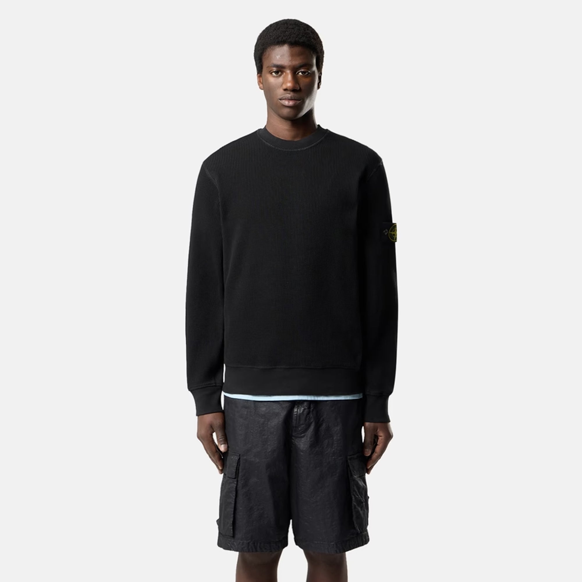 Stone Island Mens Organic Cotton Waffle Fleece Sweatshirt – Extra