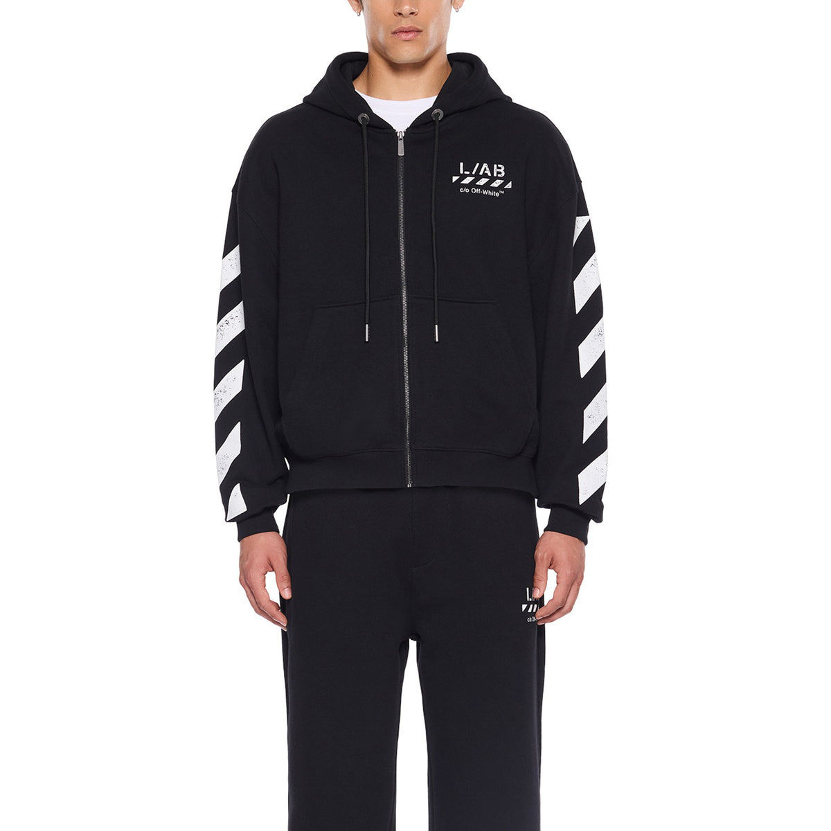 L/AB c/o Off-White™ Mens Diagonal Zip Hoodie