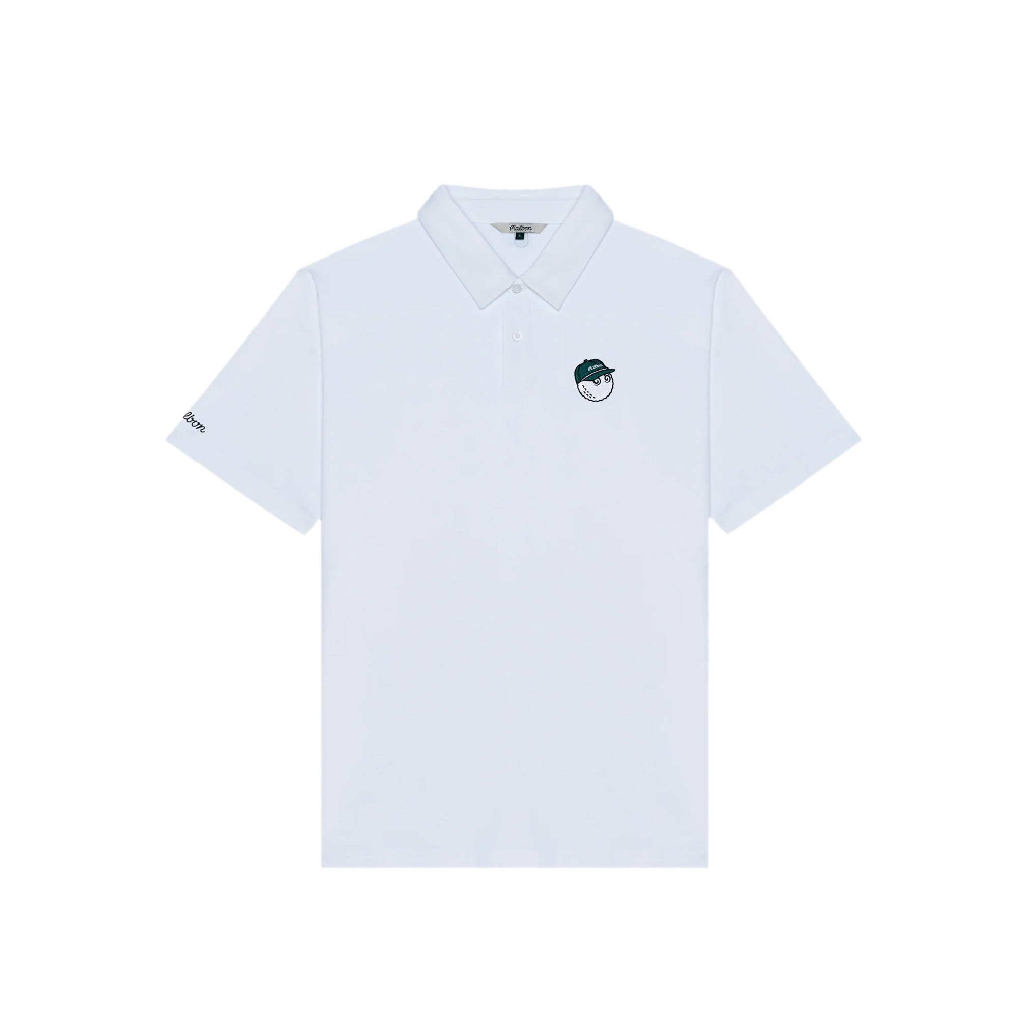 Malbon Golf Shirt - Mock Neck Polo ホワイト Men's Malbon Golf White THE PLAYERS Performance Pique Polo