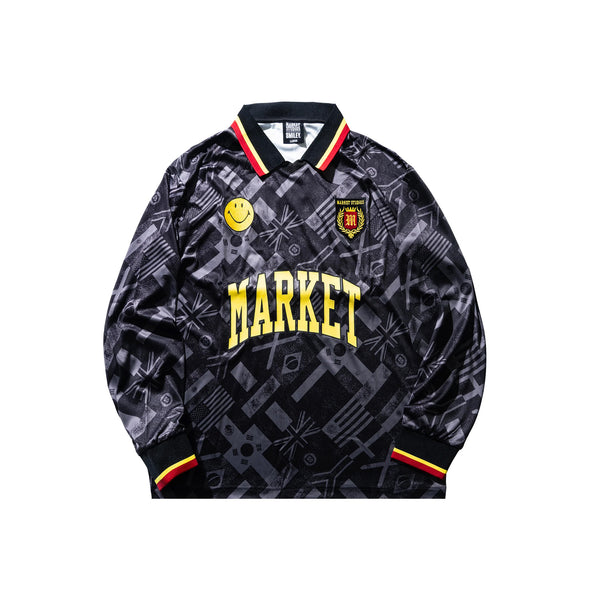 Market Mens Smiley International Flags LS Soccer Jersey – Extra Butter