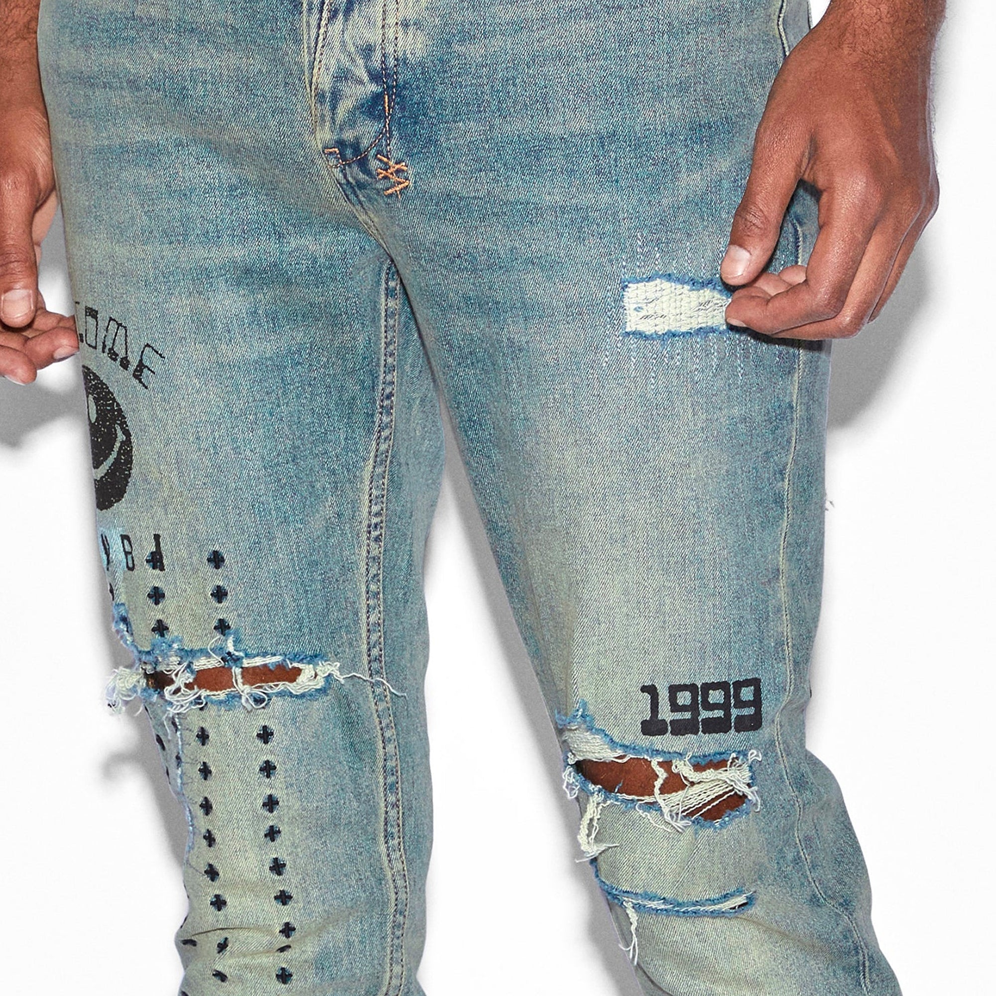 Ksubi Mens Van Winkle Throw Bak Trash Jeans