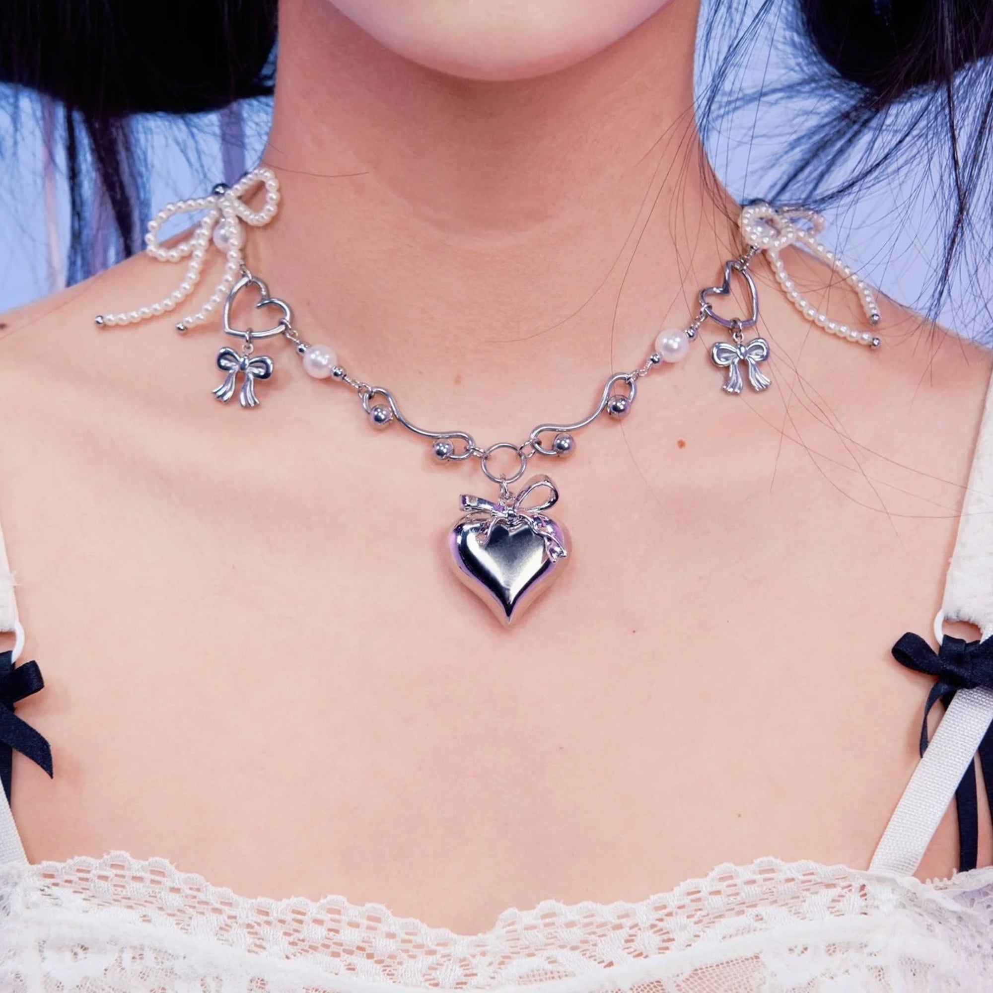 OHT x 88RISING Heart Ribbon Necklace