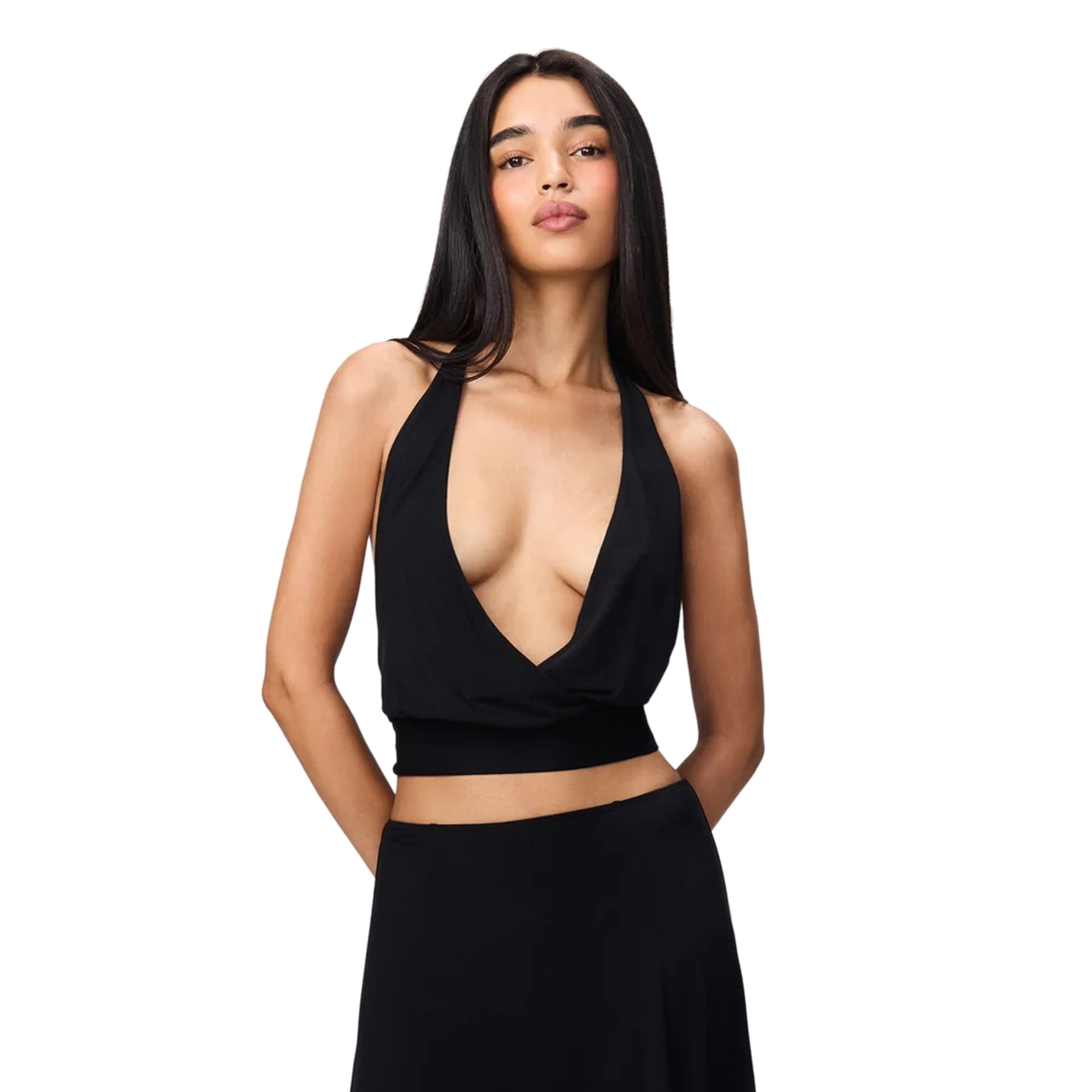 Guizio Womens Drape Front Halter Top
