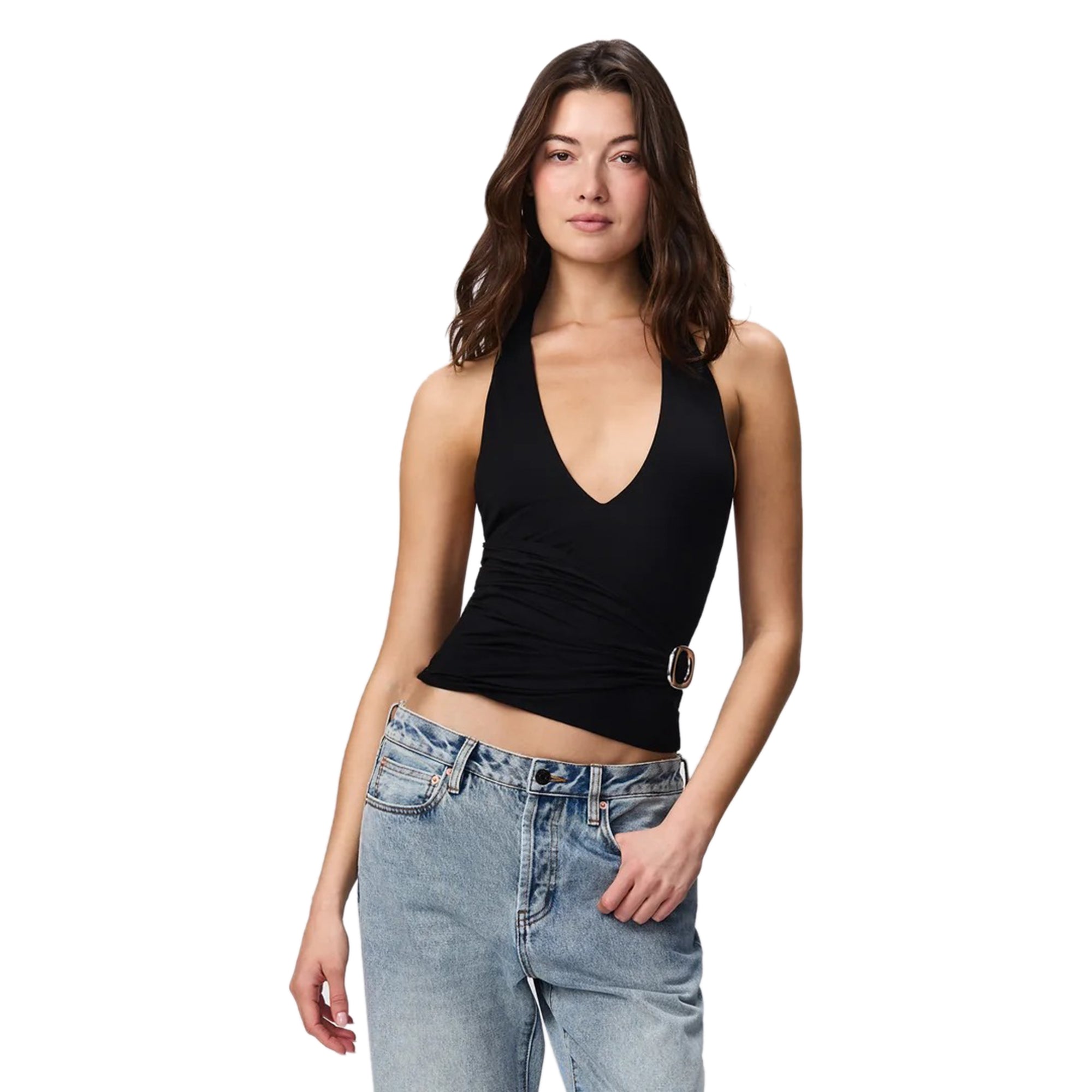 Guizio Womens Halter Top With Buckle
