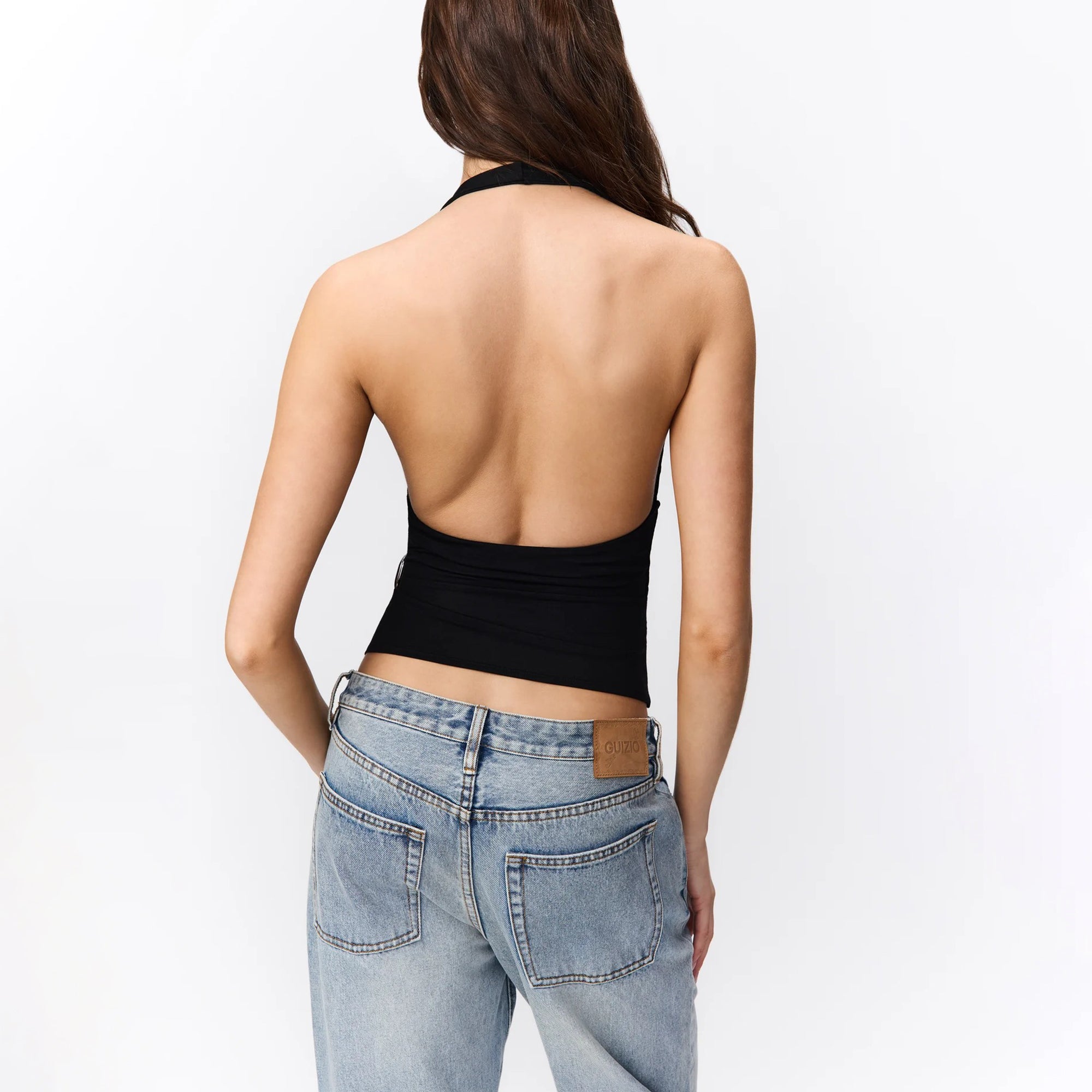 Guizio Womens Halter Top With Buckle