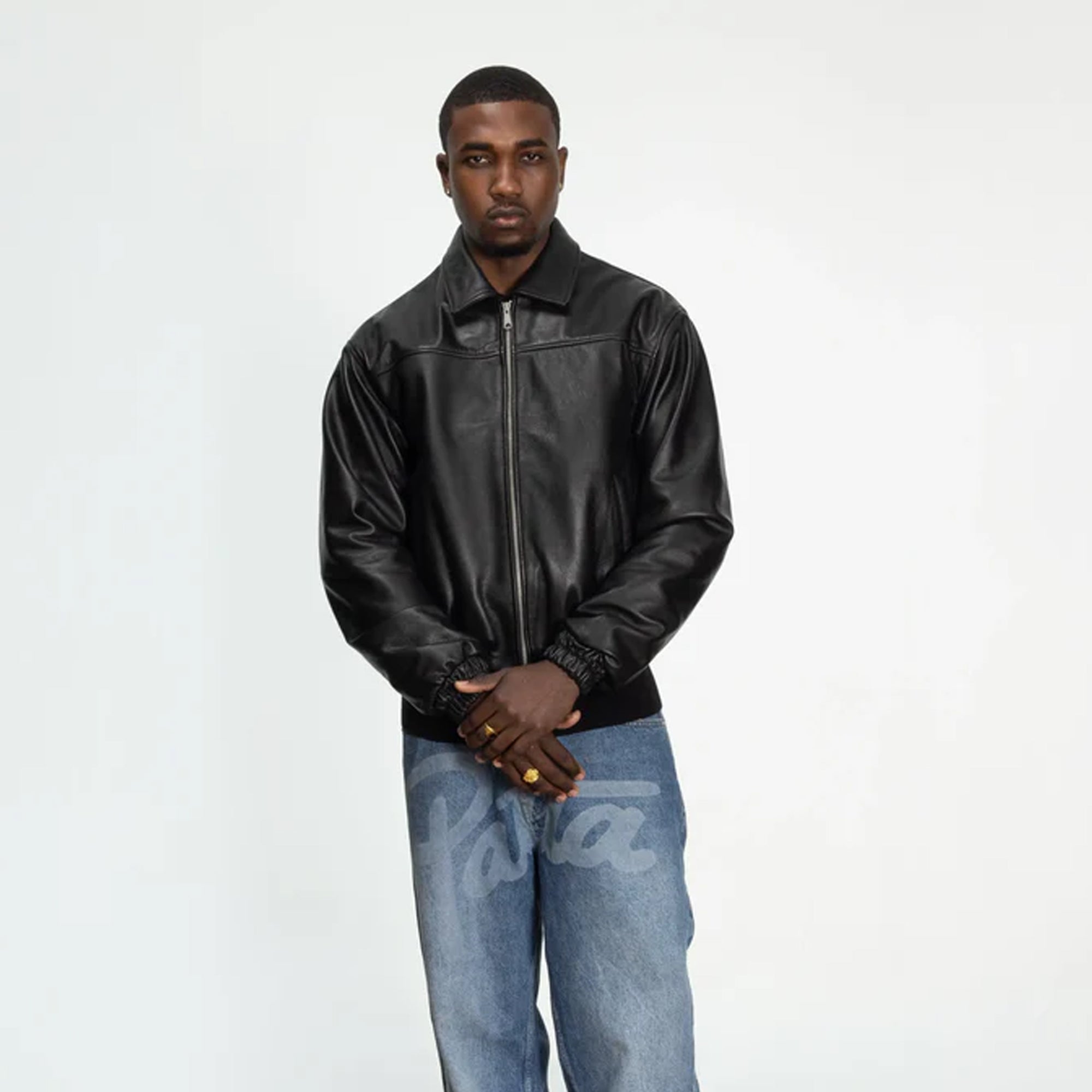 Patta Mens Leather Bomber Jacket