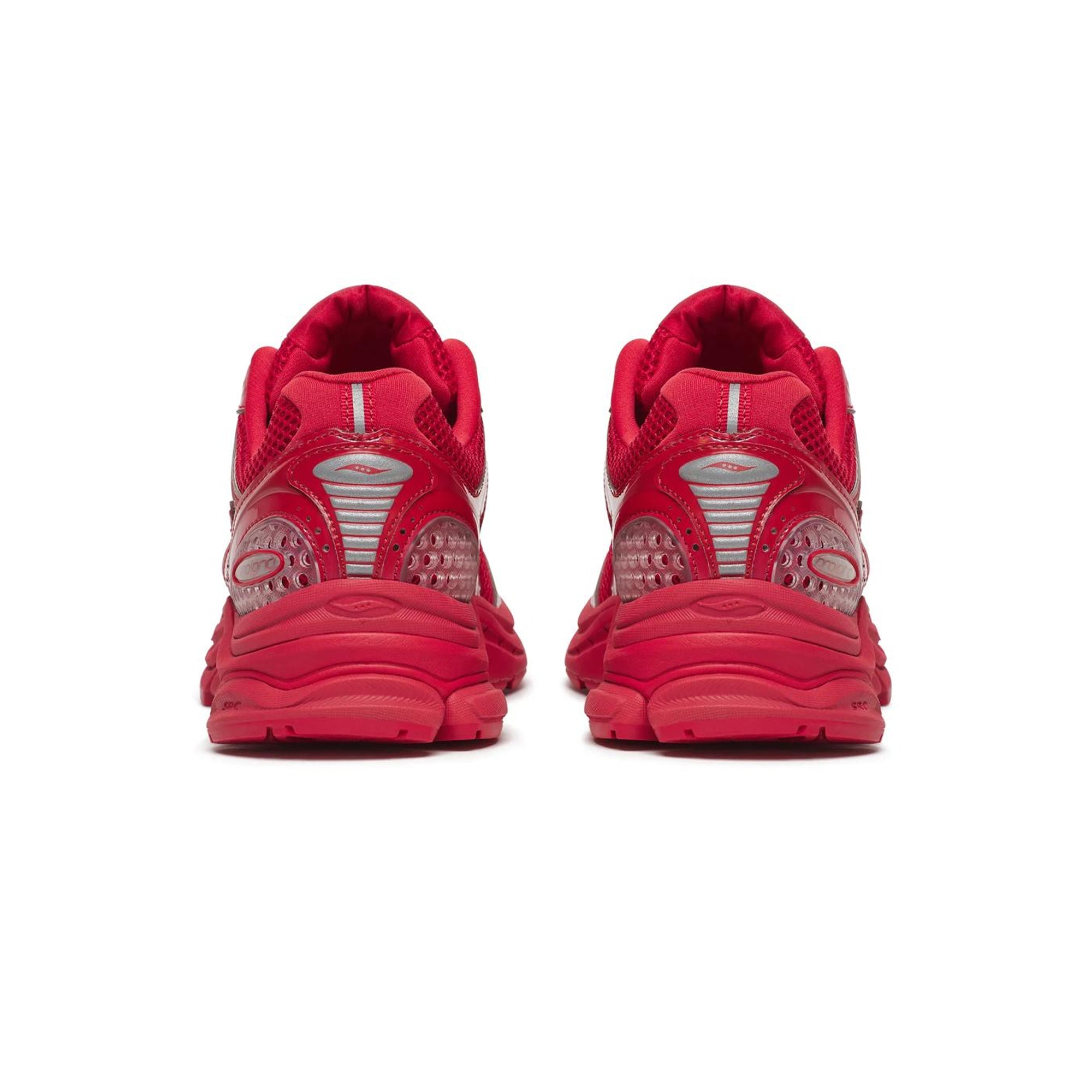 red and grey sneakers on a white background