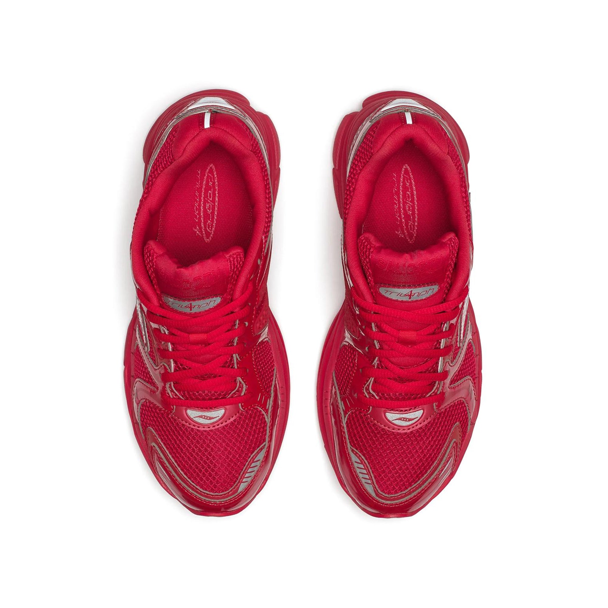 red and grey sneakers on a white background