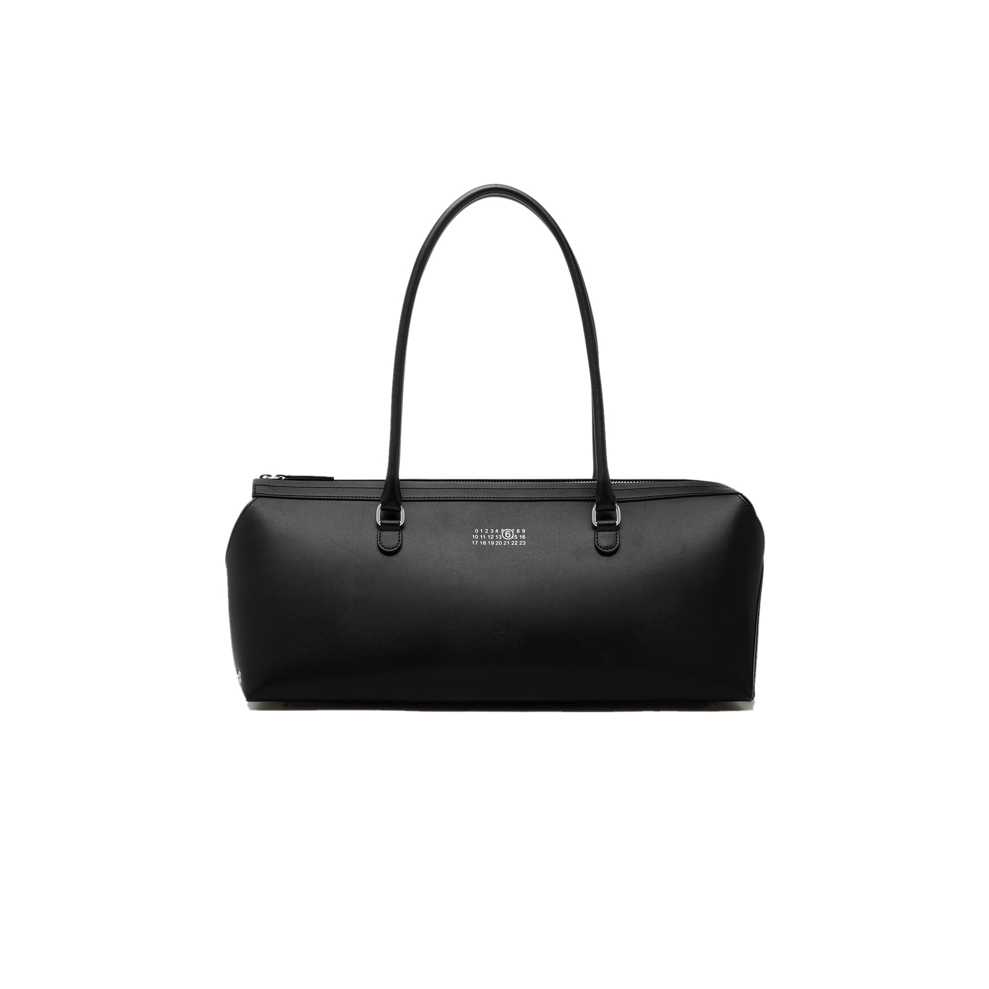 black leather bag on a white background