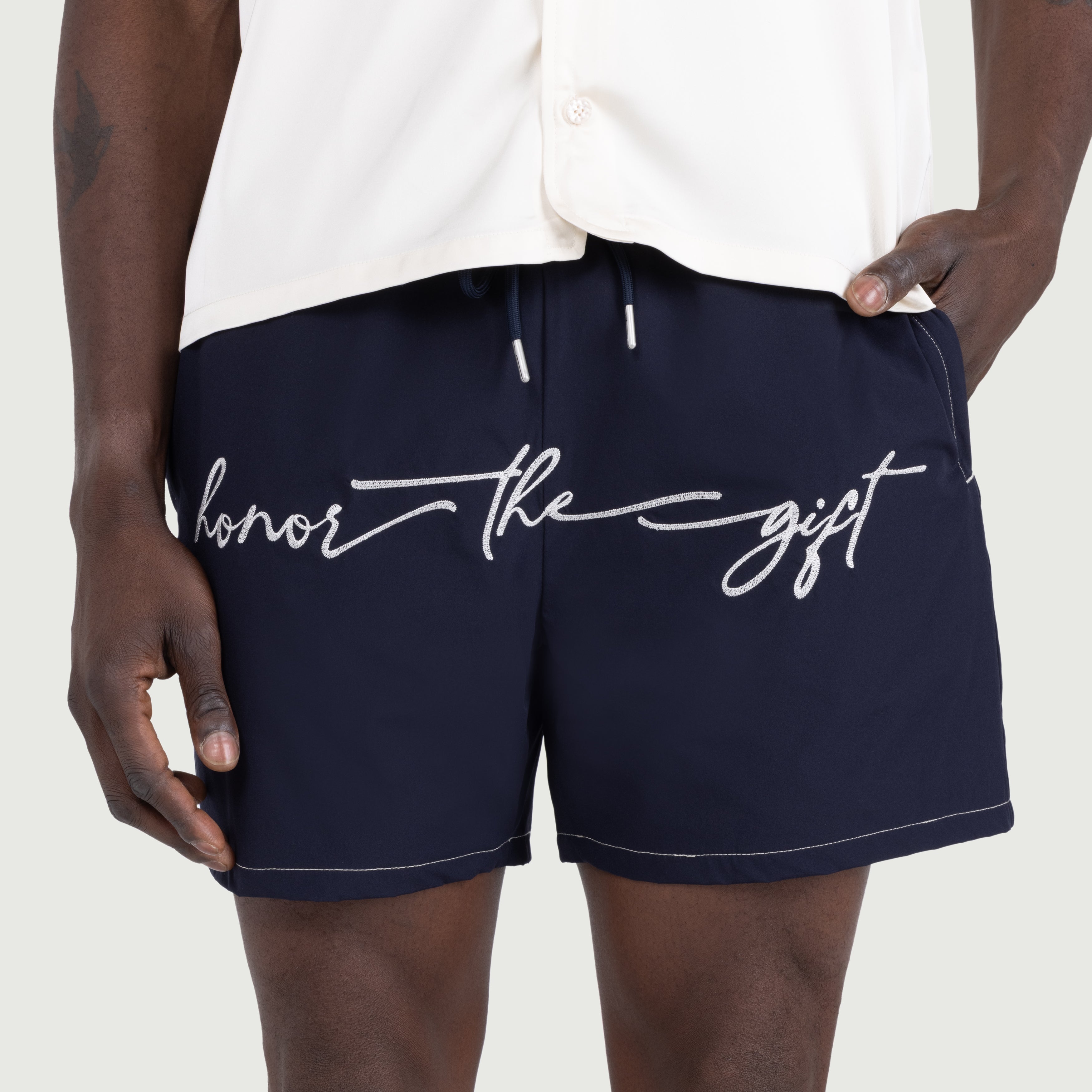 Honor The Gift Mens Hybrid Cursive 5" Trunk Shorts