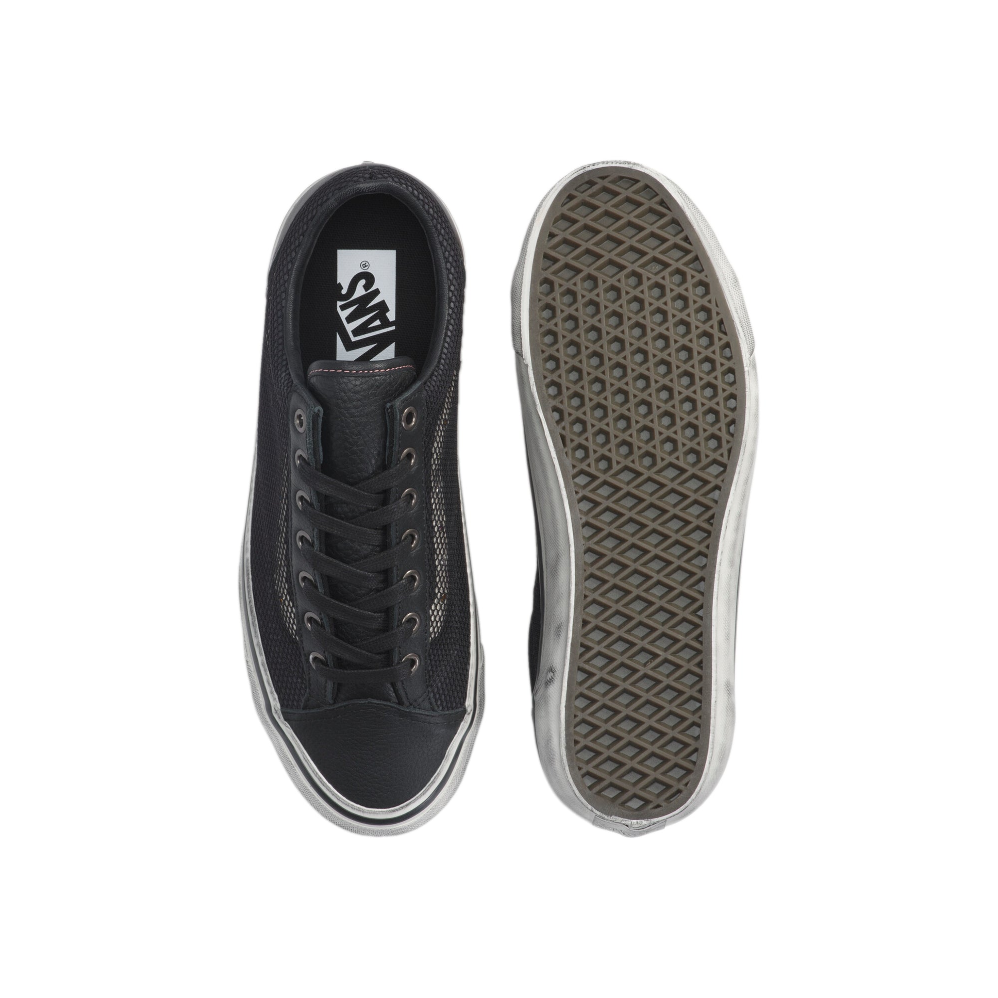 black and white sneakers on a white background