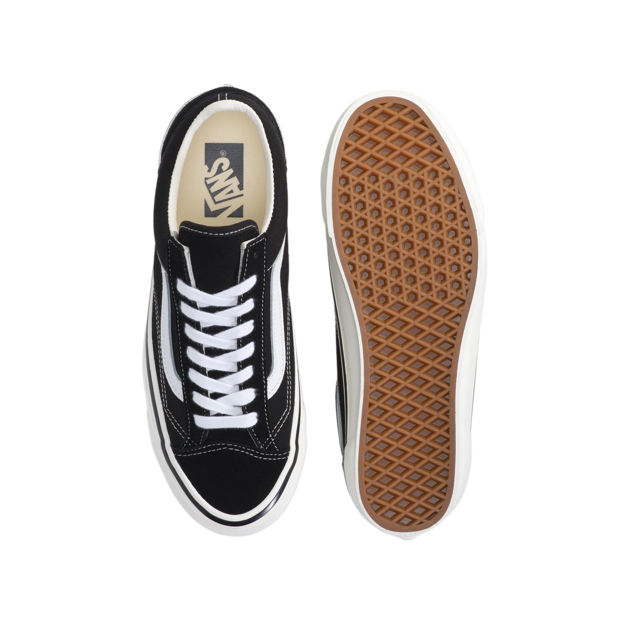 black and white sneakers on a white background
