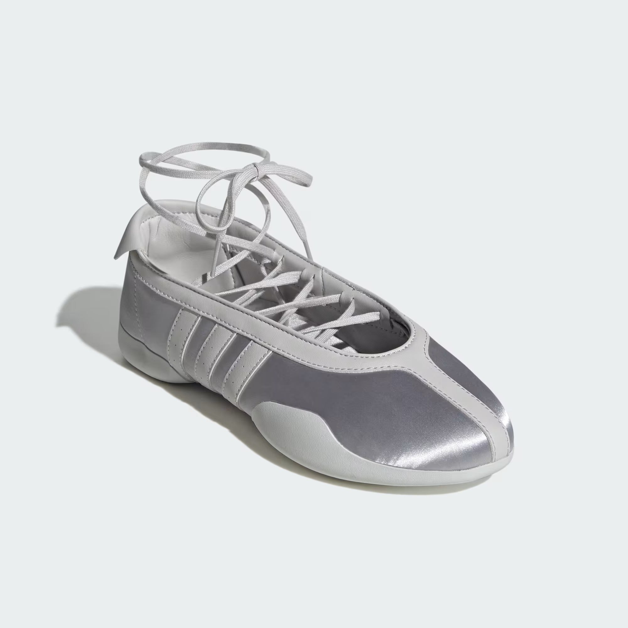 Silver Metallic/ Grey One/ Cloud White Ballet Sneakers on a white background