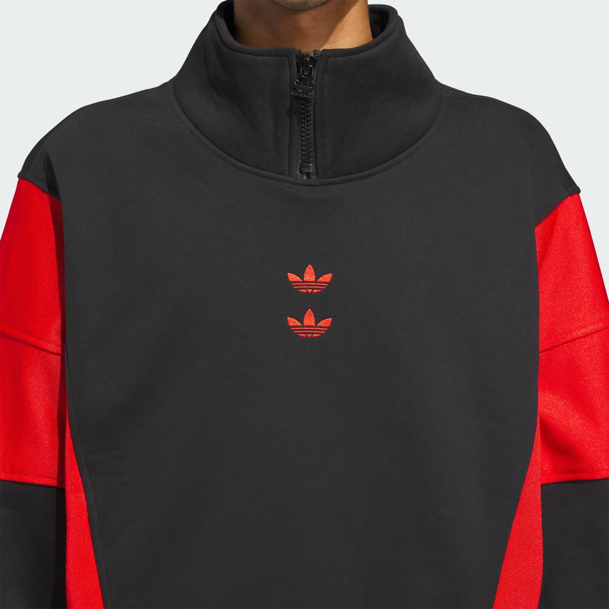 ハヤコ＆アンギー ブラック/レッド パーカー Adidas x Willy Chavarria Mens Wastonville Mockneck Jumper Jacket