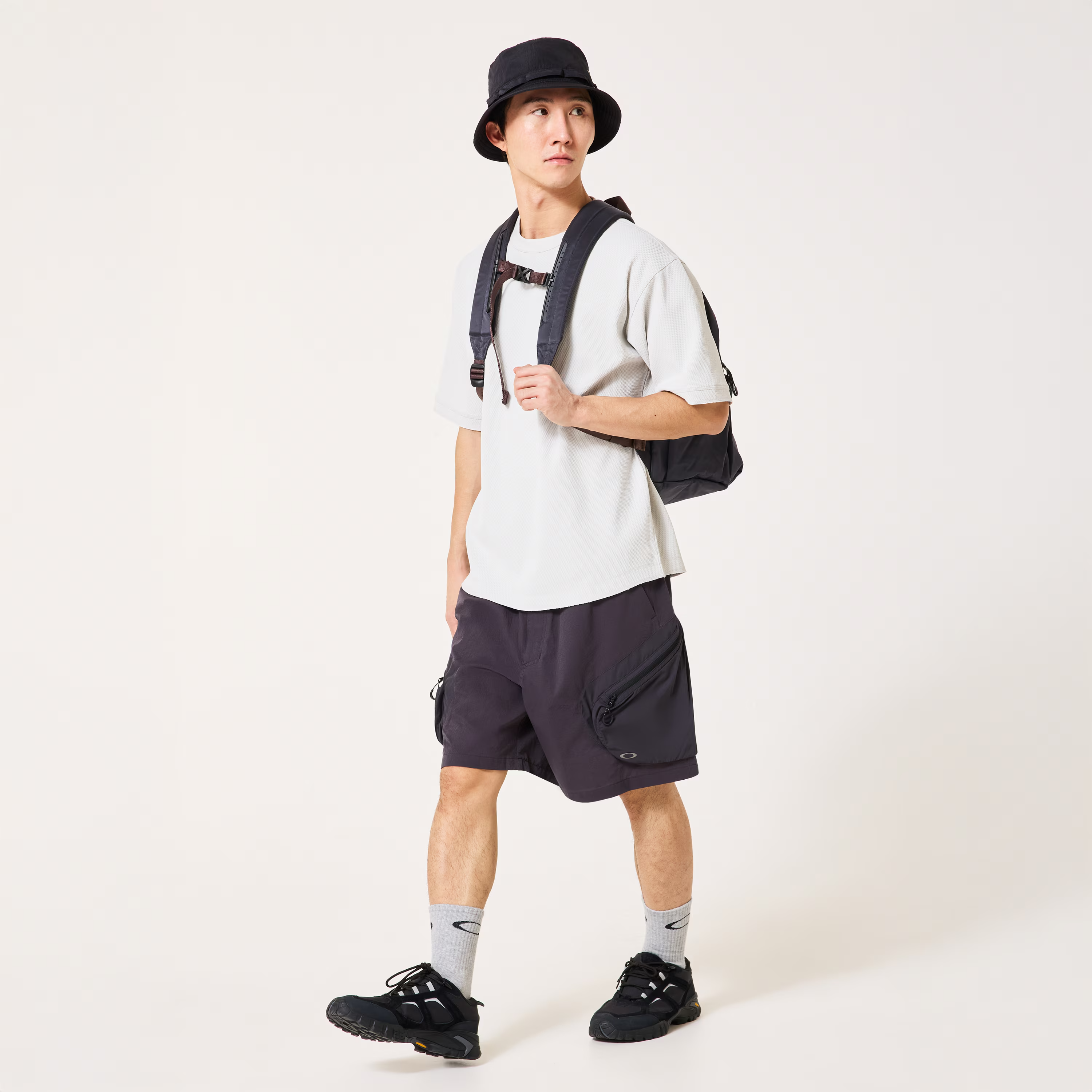 Person wearing Phantom grey Shorts on a white backgroun
