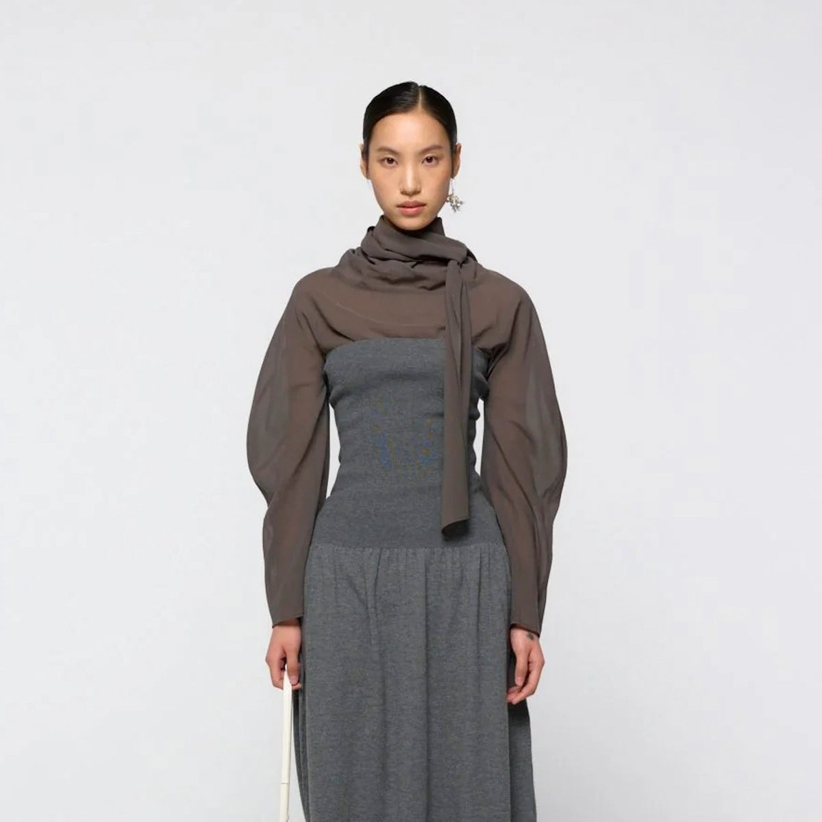 Amomento Womens Sheer Cotton Scarf Top