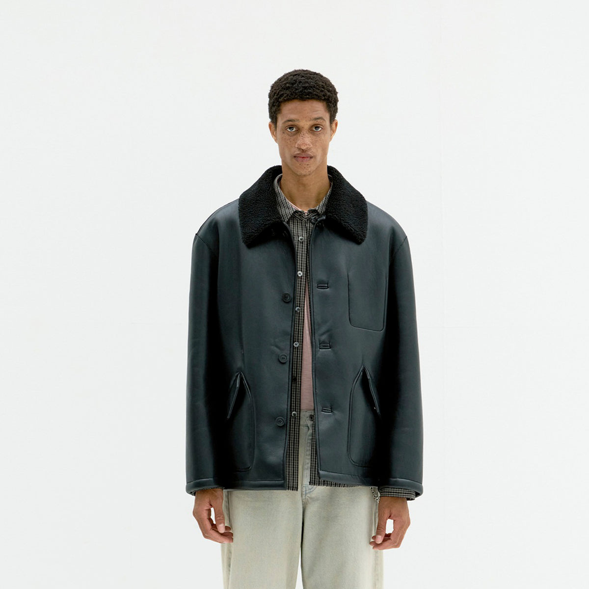 Coor Mens Linking Binding Fake Shearling Half Coat