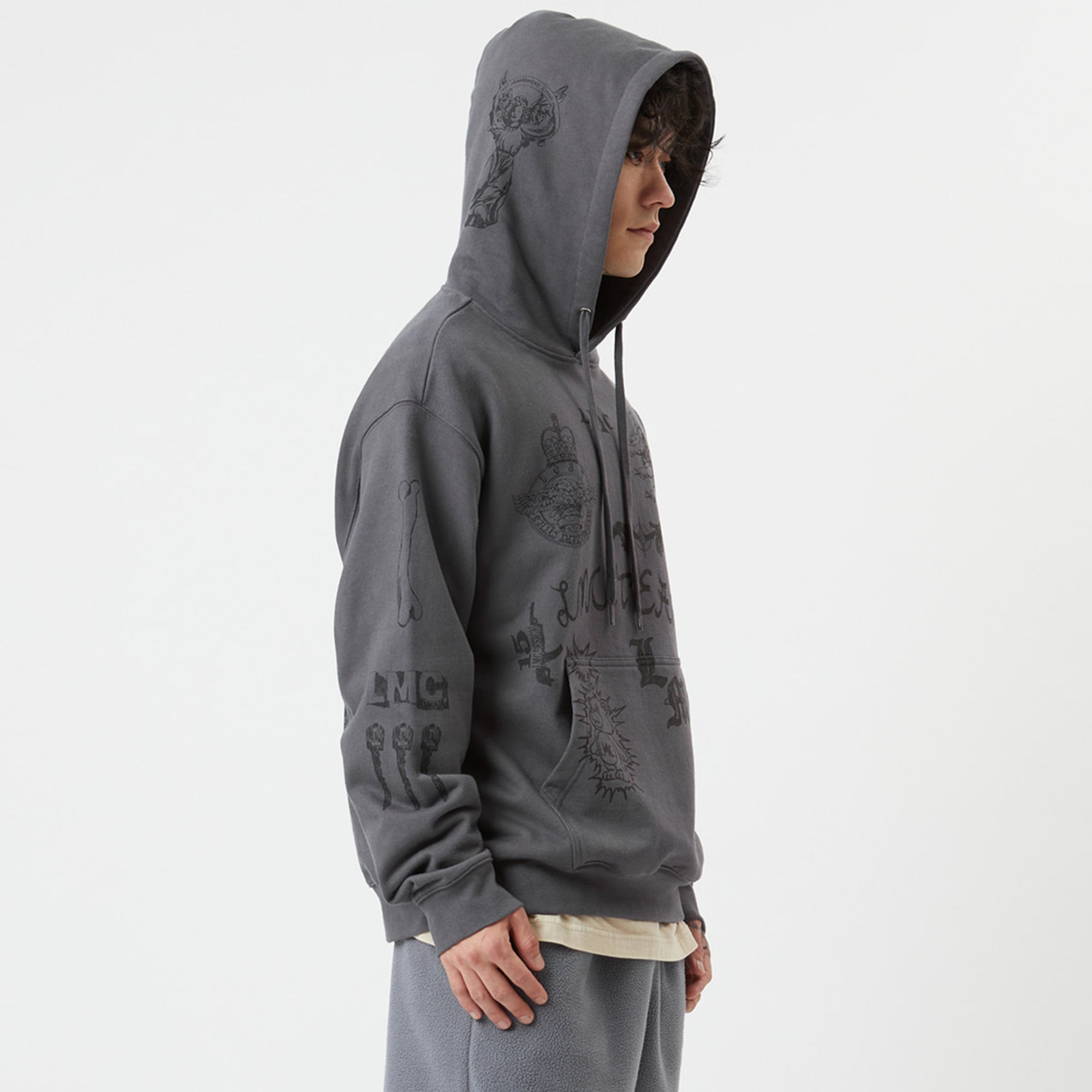 LMC Mens Doodle Collage Hoodie 'Charcoal'