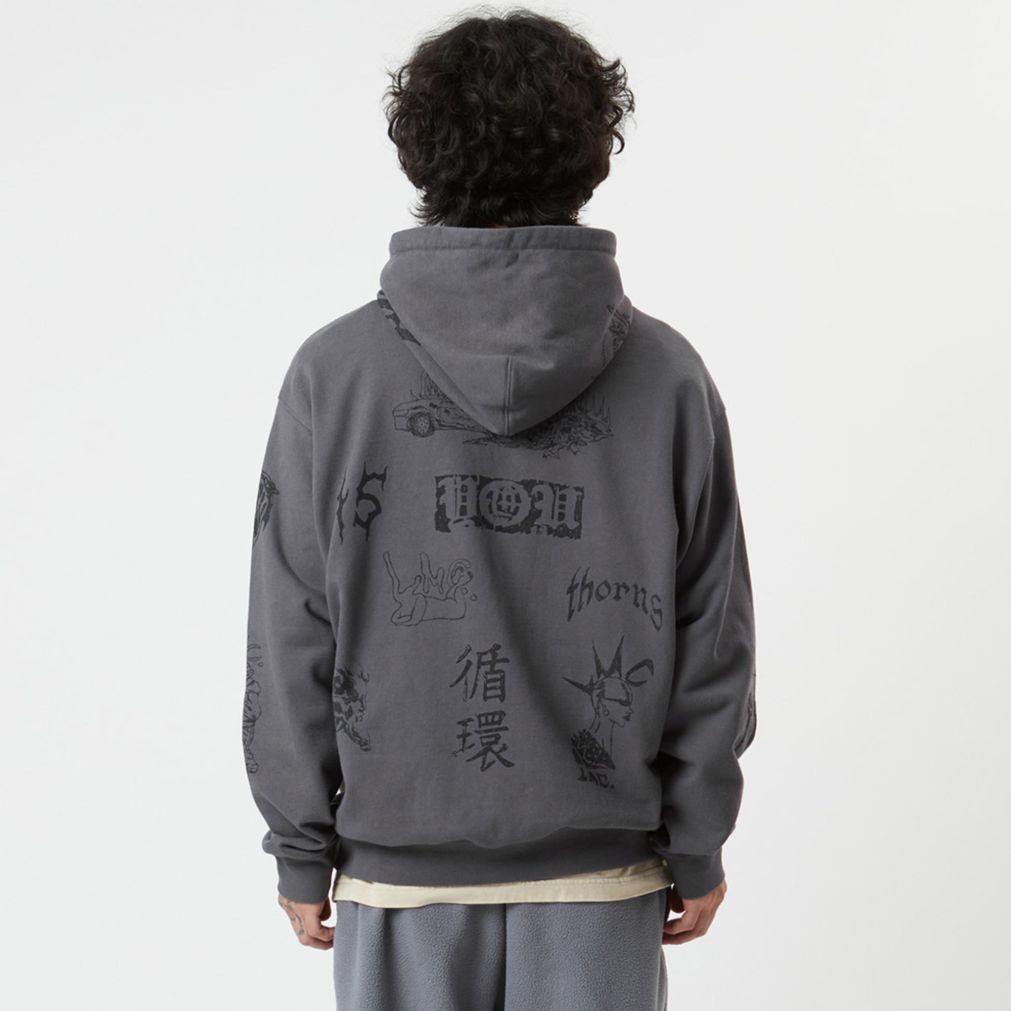 LMC Mens Doodle Collage Hoodie 'Charcoal'