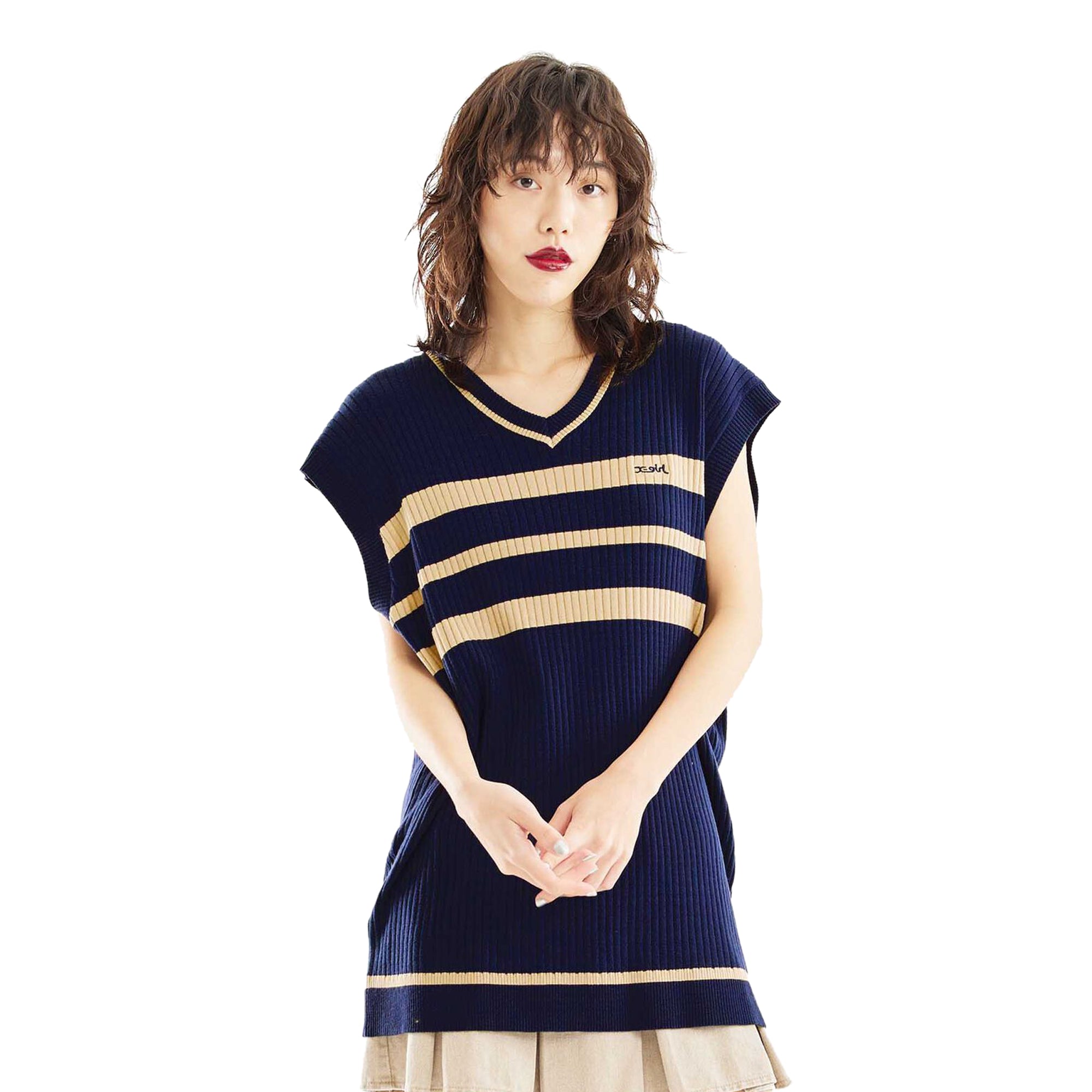 X-Girl Womens Bicolor Striped Knit Vest – Extra Butter