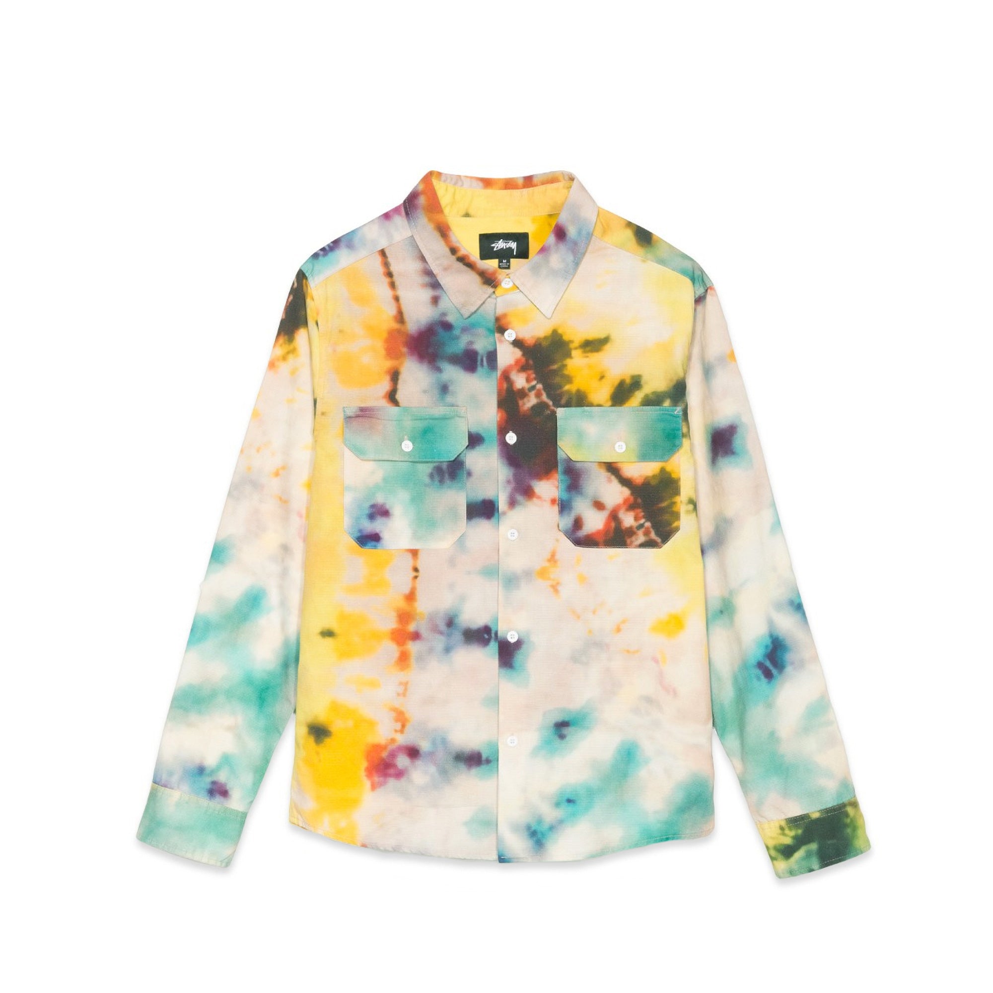 Stussy Tie Dye Work L/S Shirt [1110015] - S / Yellow