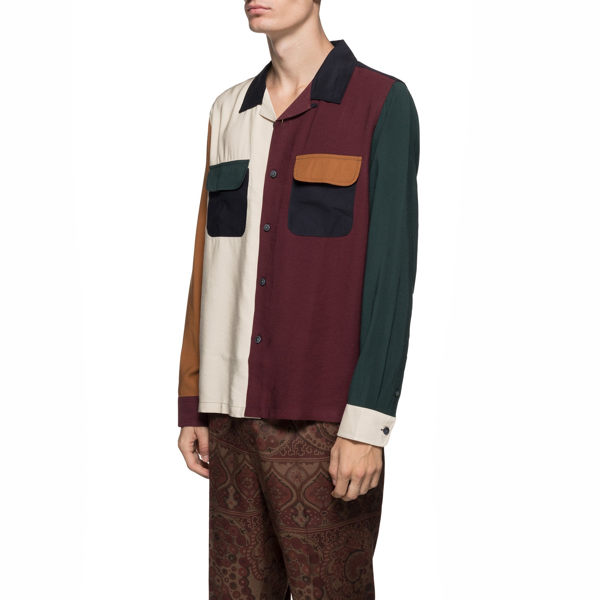 Stussy Mens Color Block Rayon Shirt