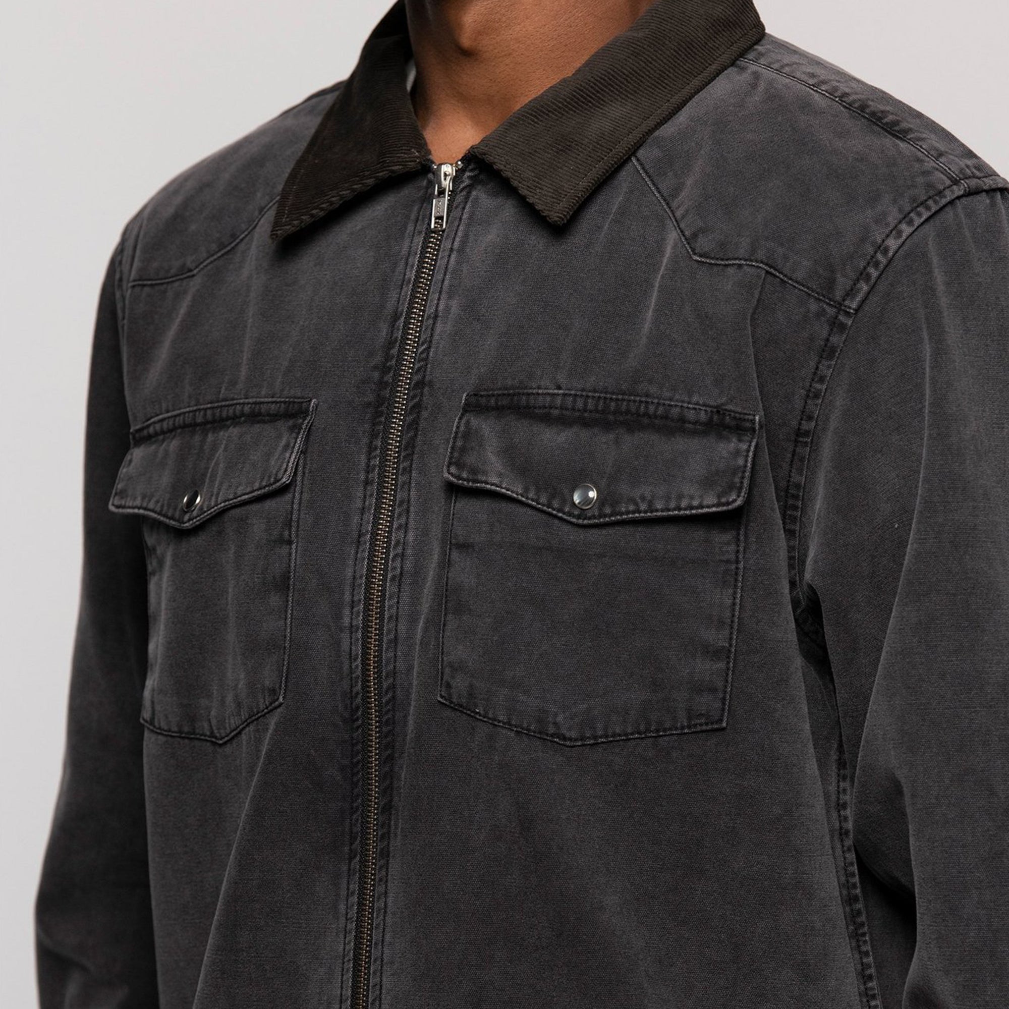 Stussy Washed Canvas Work Shirt in Black - S