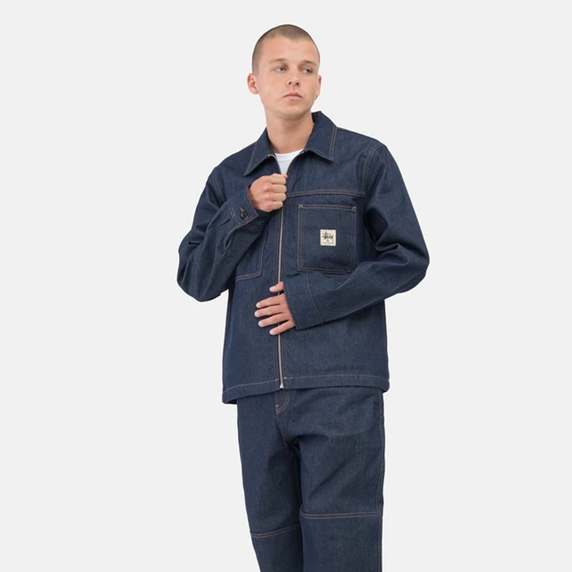 Stussy Mens Denim Zip Up Work Shirt 'Indigo' – Extra Butter