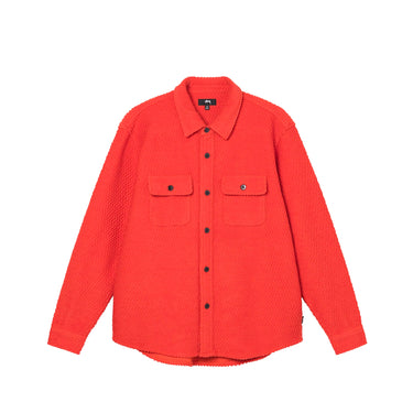 Stussy Mens Textured Wool CPO LS Shirt 'Orange'