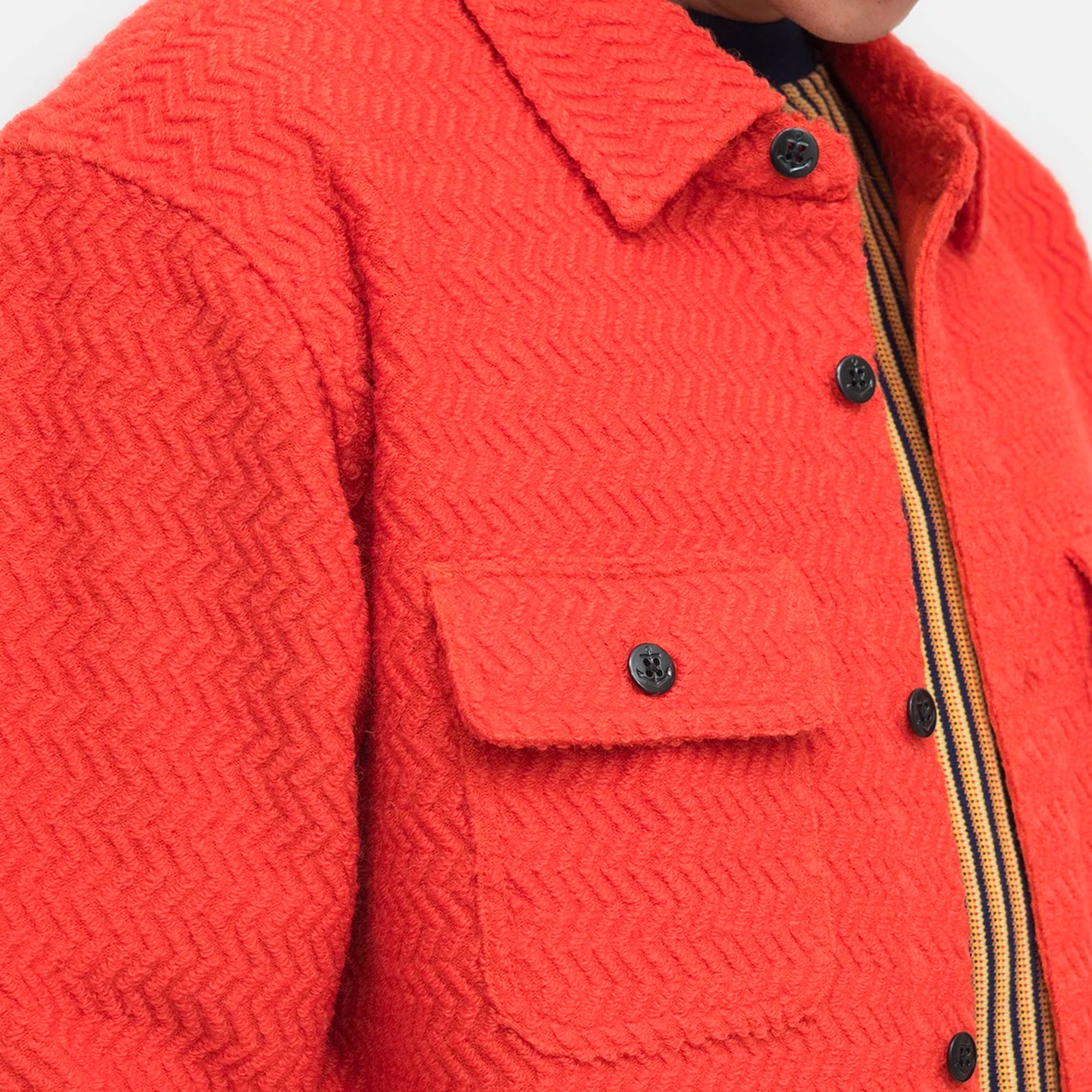 Stussy Mens Textured Wool CPO LS Shirt 'Orange'