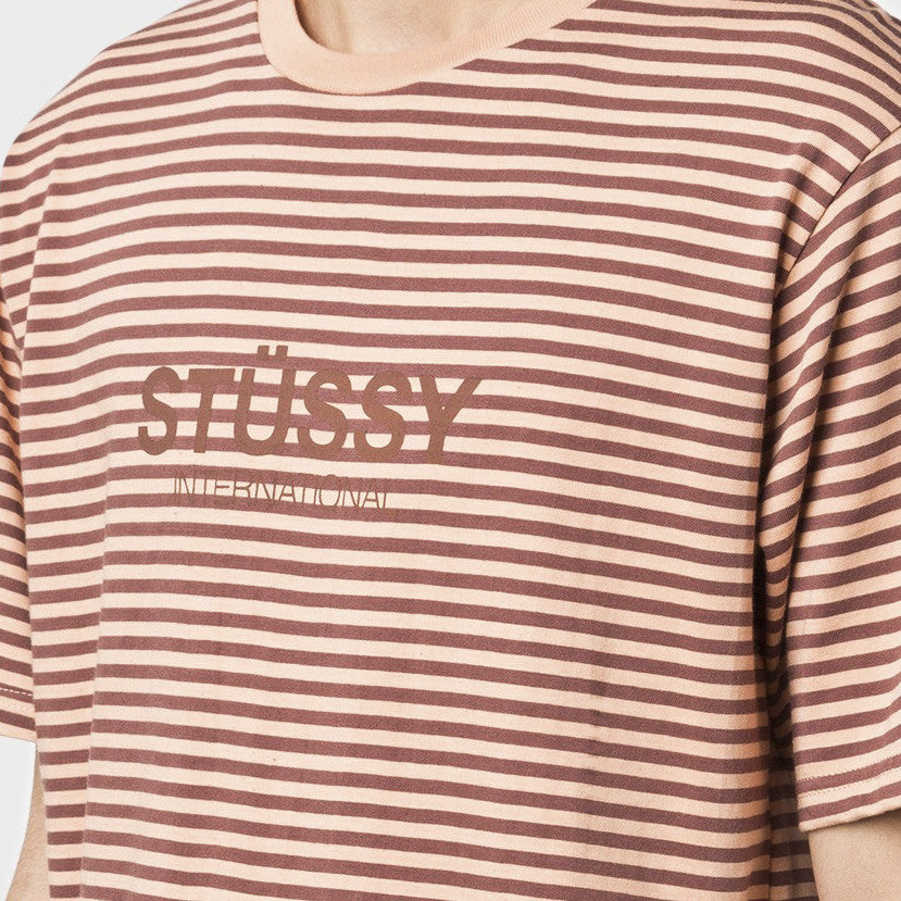 Stussy Men's Stripe Crewneck- Peach