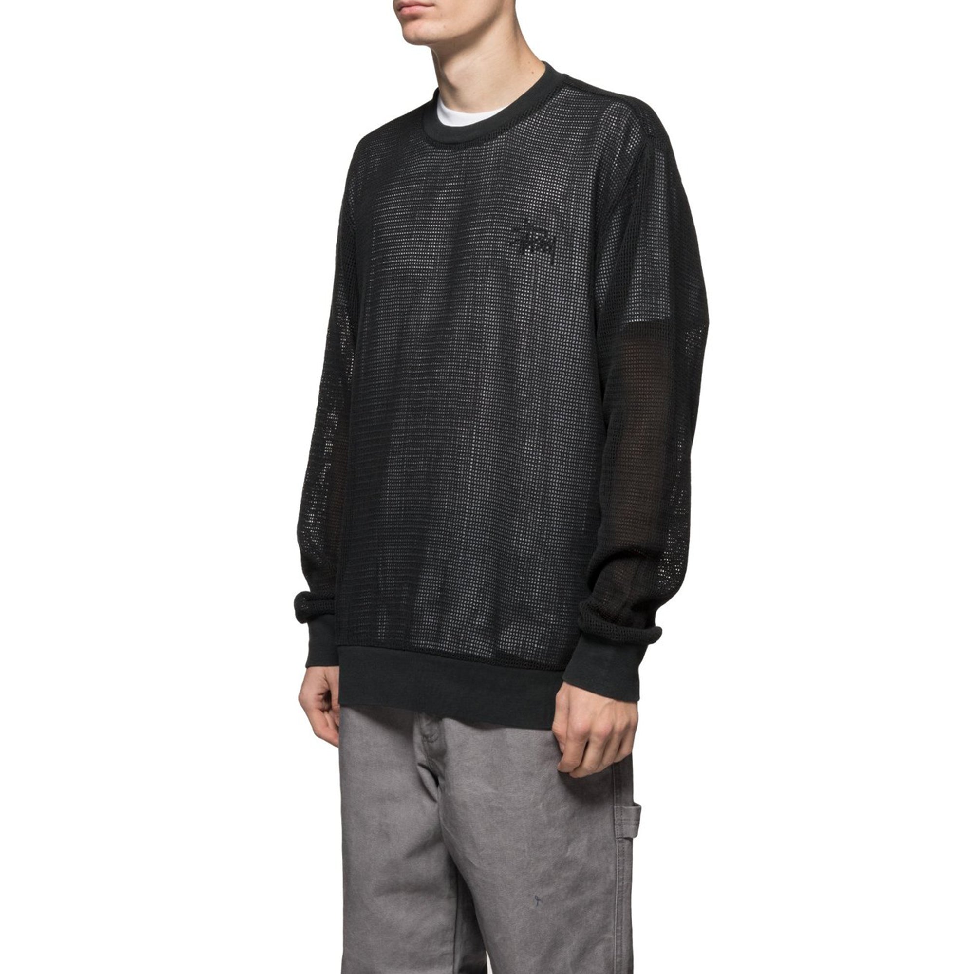 Stussy Mens Pigment Dyed Mesh Crew Shirt