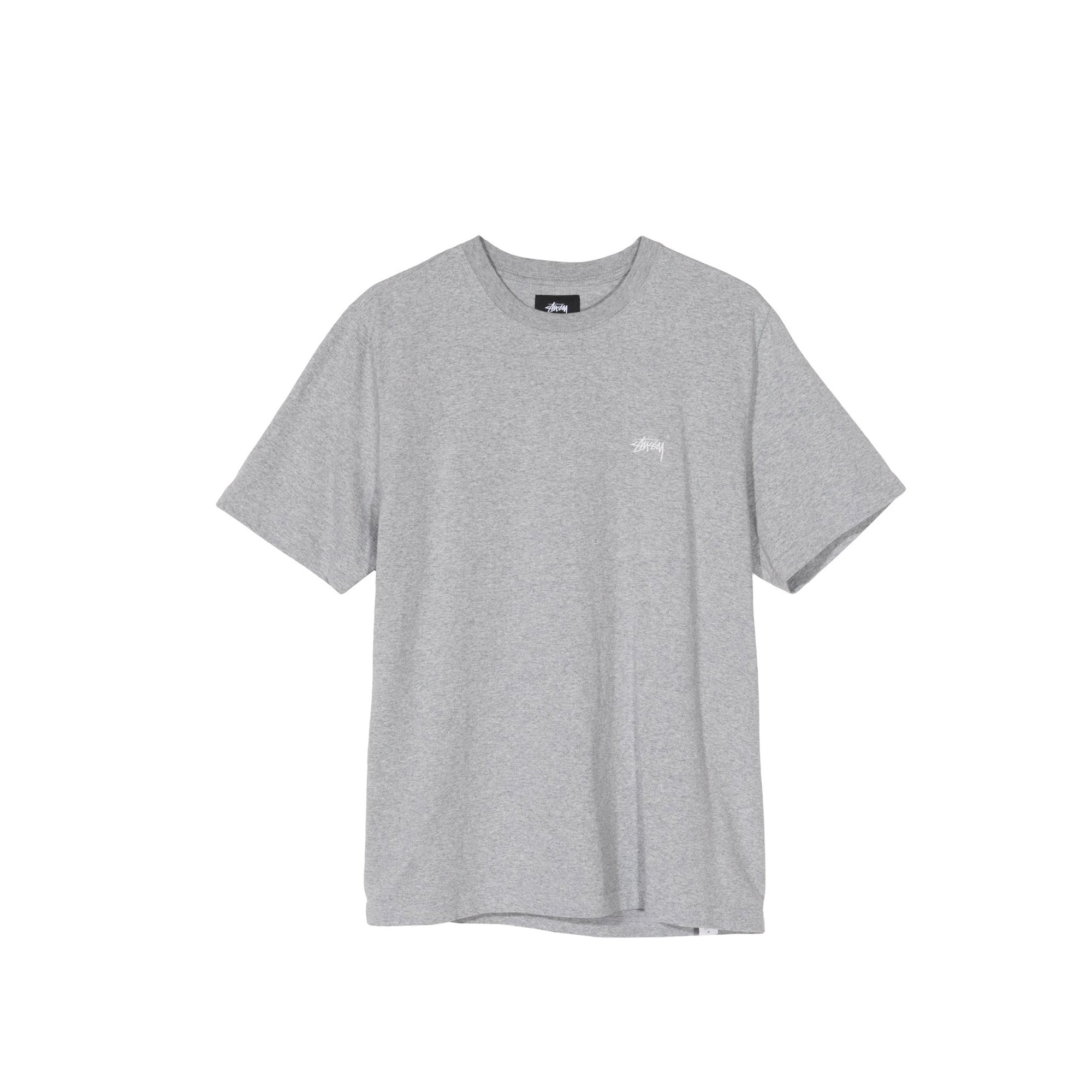 Stussy Mens Stock Logo Grey Heather SS Crew