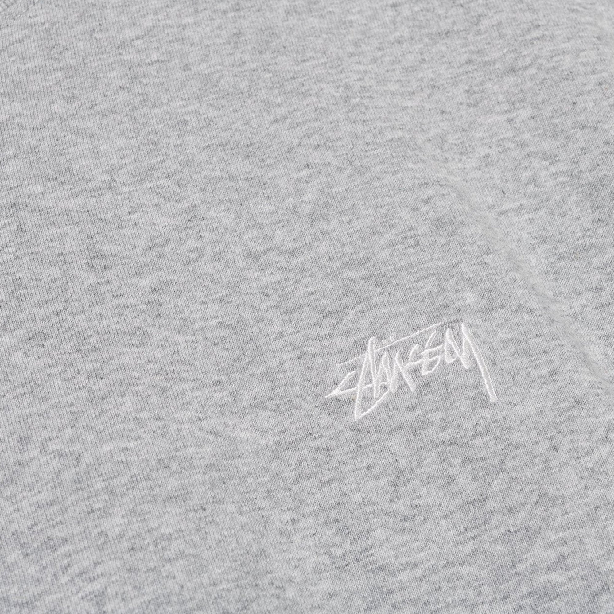 Stussy Mens Stock Logo Grey Heather SS Crew