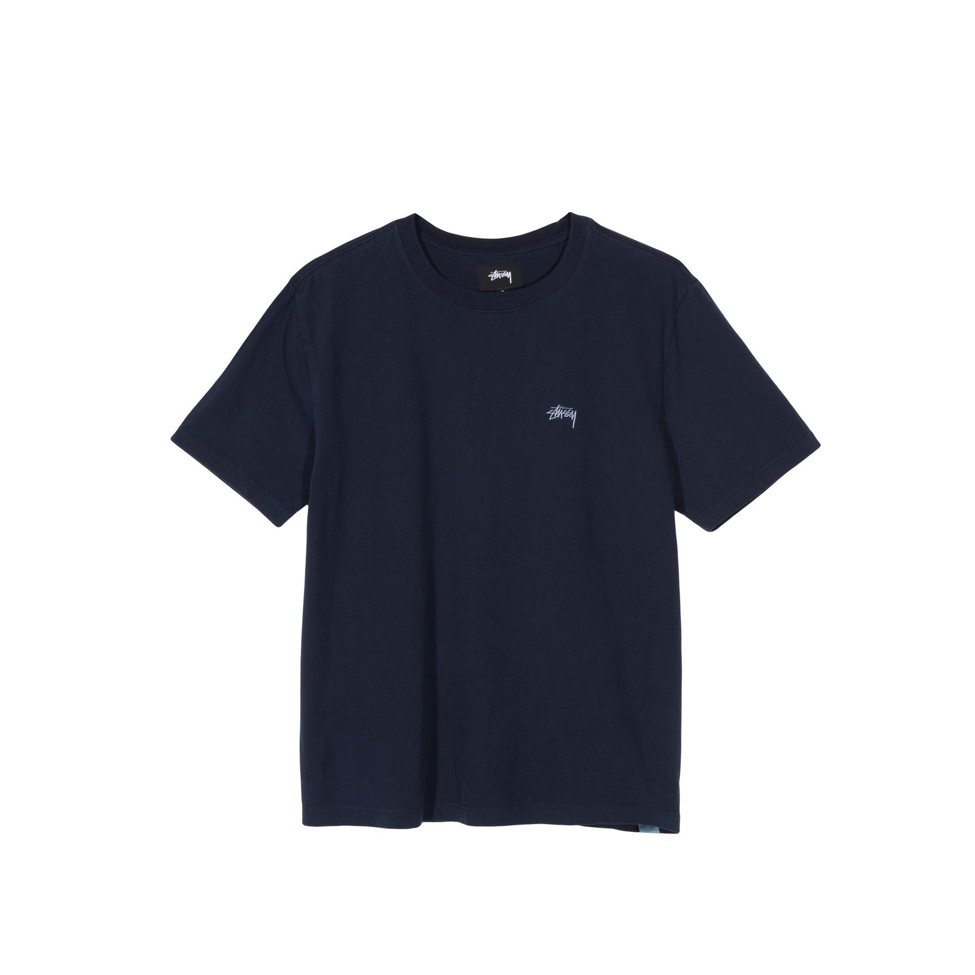 Stussy Mens Stock Logo Navy SS Crew