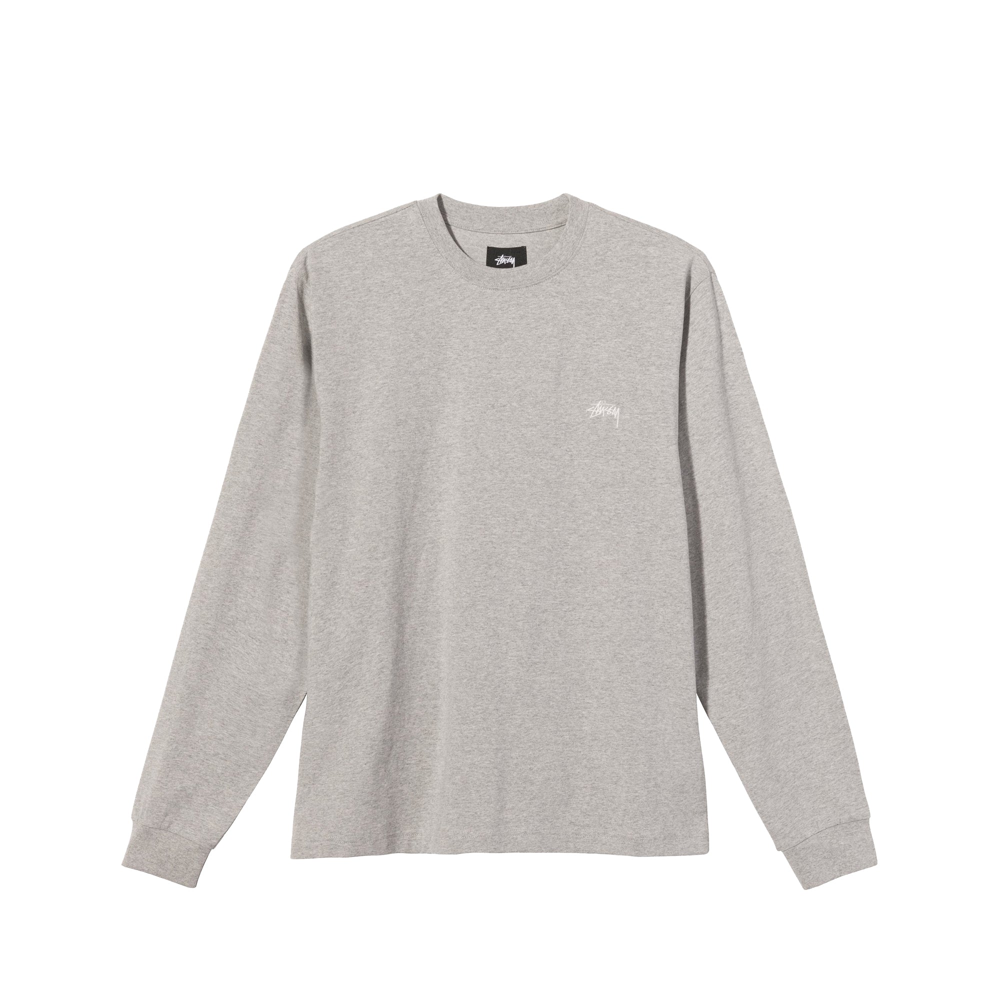 Stussy Mens Stock Logo LS Crew 'Grey Heather'