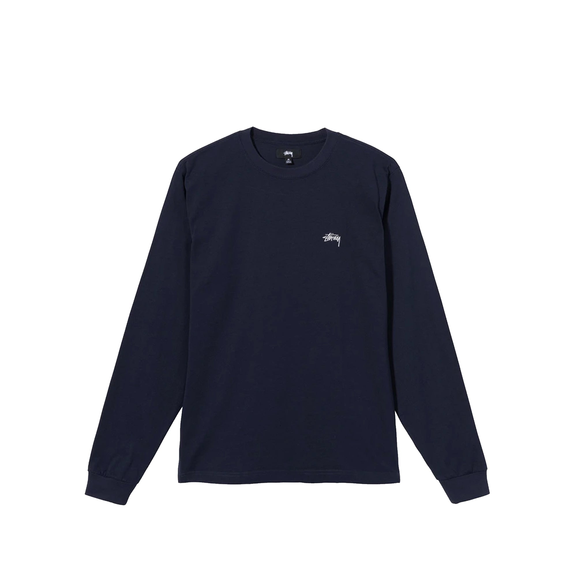 Stussy Mens Stock Logo LS Crew 'Navy'