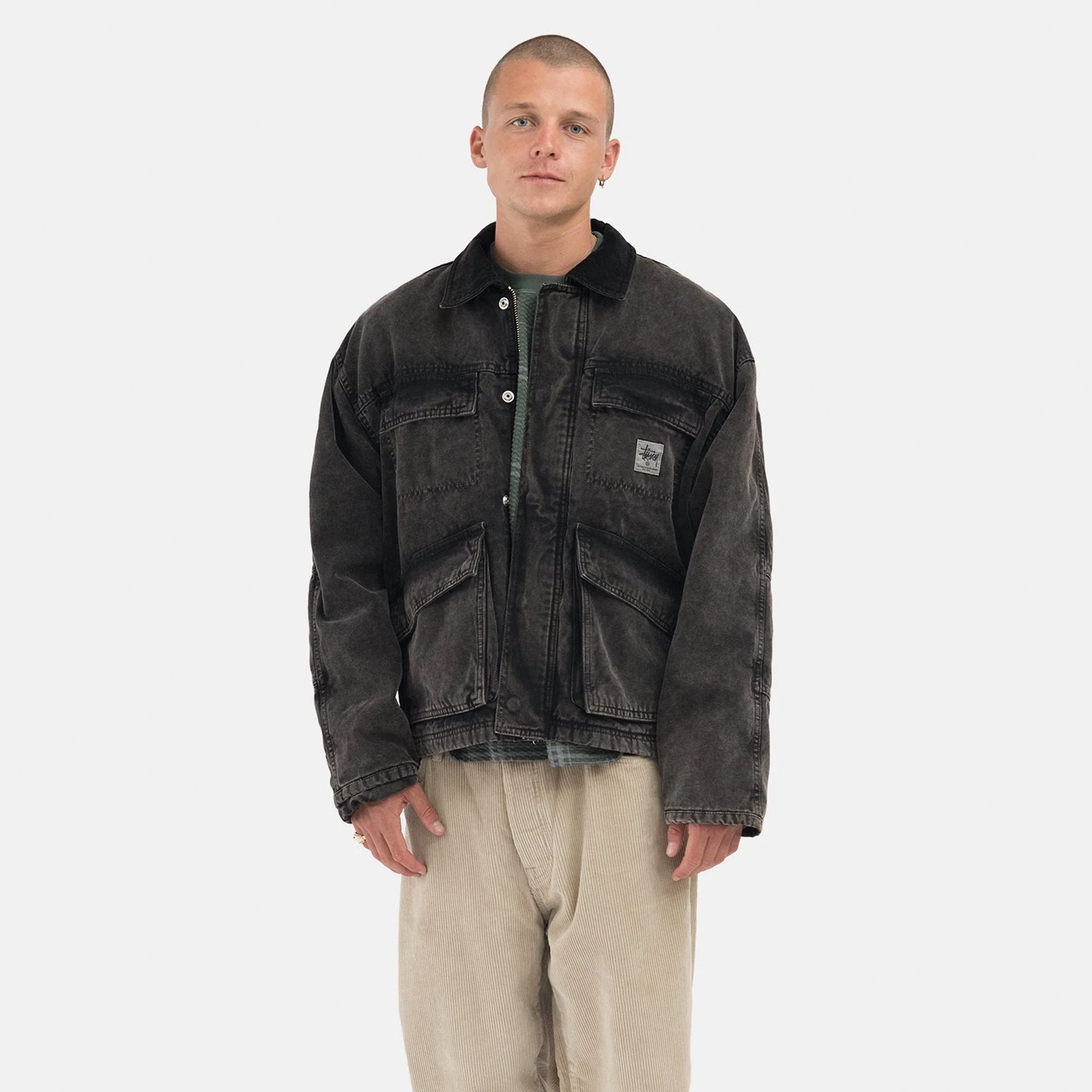 Stussy Mens Washed Canvas Shop Jacket 'Black' – Extra Butter