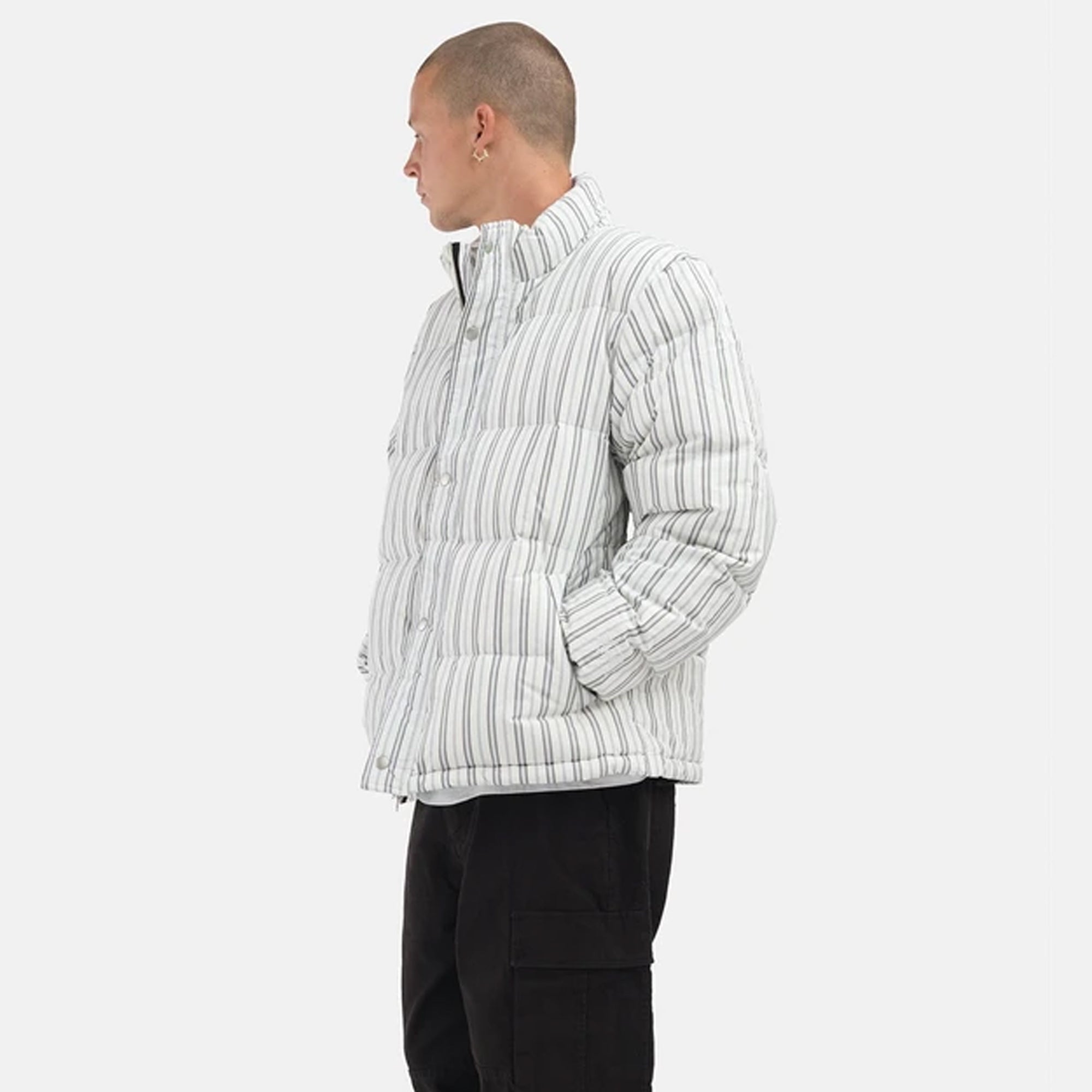 Stussy Mens Stripe Down Puffer Jacket 'Bone'