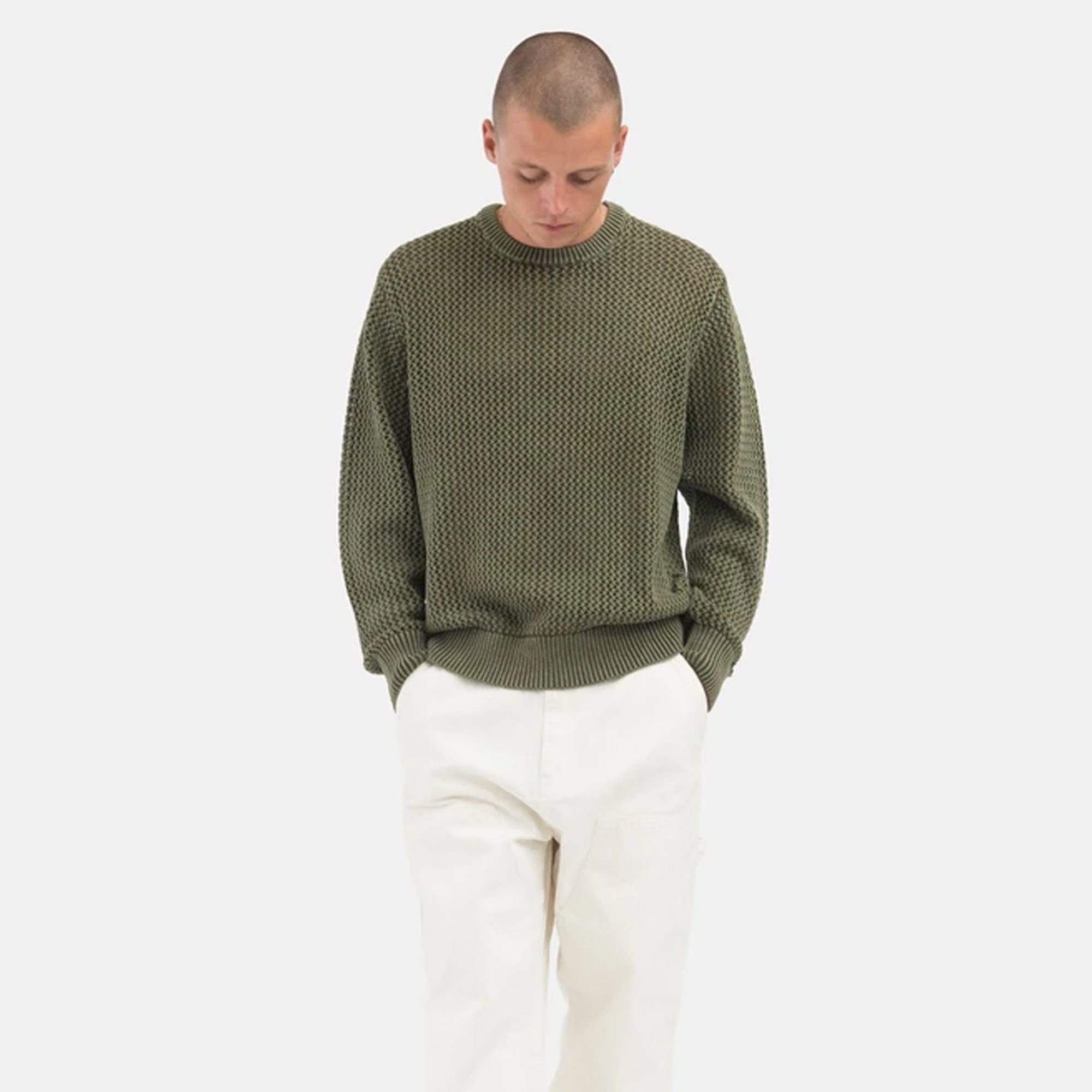 Stussy Mens Pig. Dyed Loos Gauge Sweater 'Dark Olive'