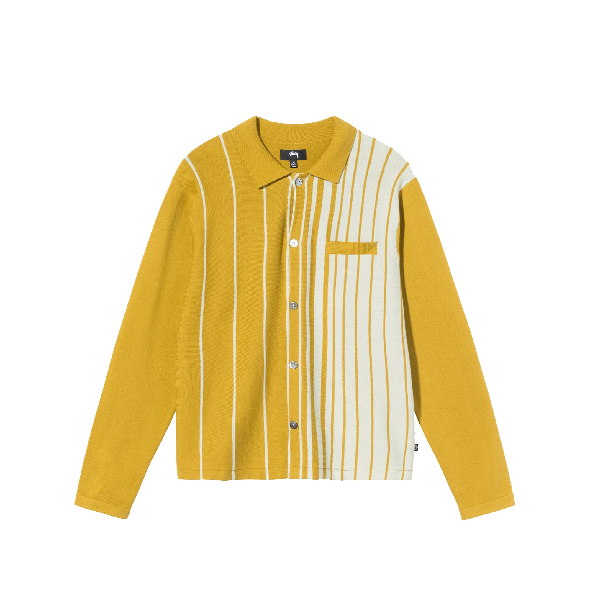 Stussy Mens Striped Knit Shirt 'Mustard'