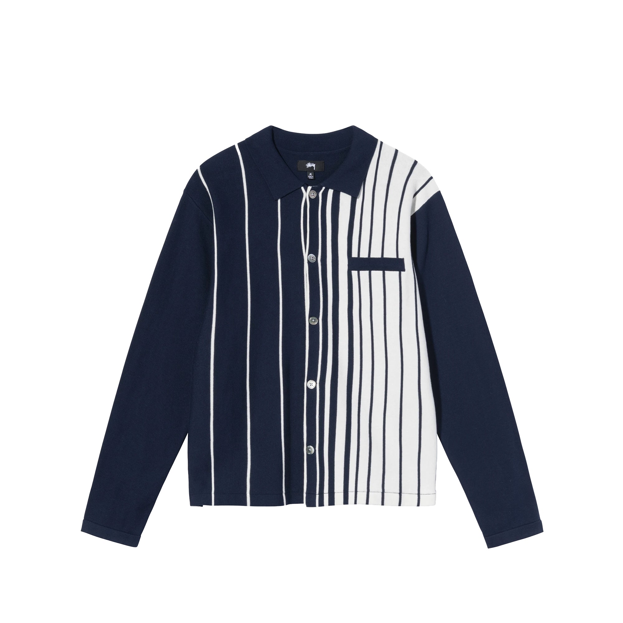 Stussy Mens Striped Knit Shirt 'Navy'