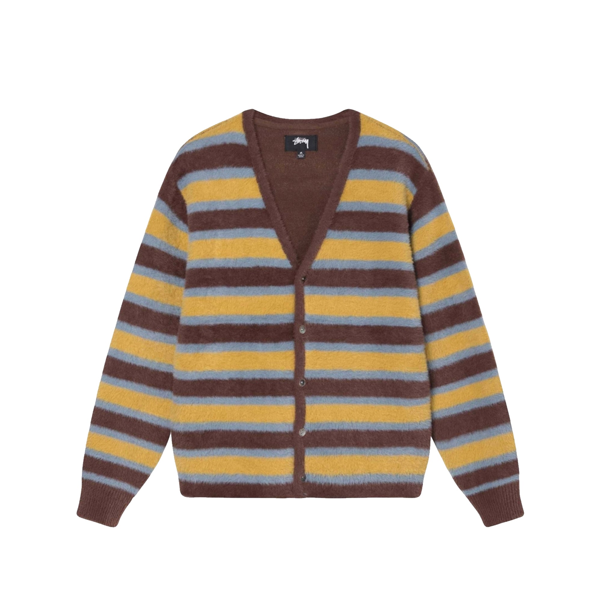 Stussy Mens Horizontal Stripe Cardigan 'Brown'