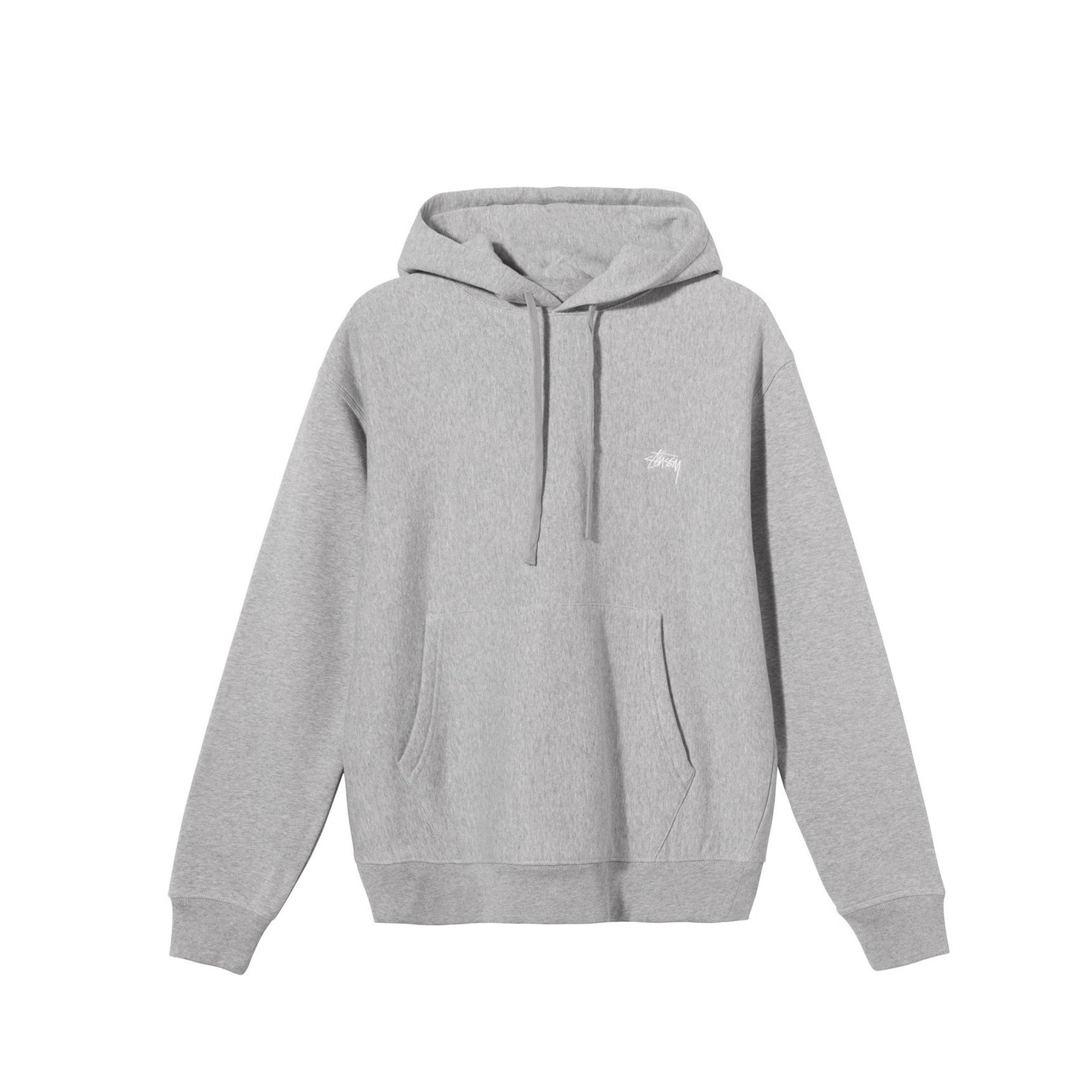 Stussy Mens Stock Logo Grey Heather Hoodie