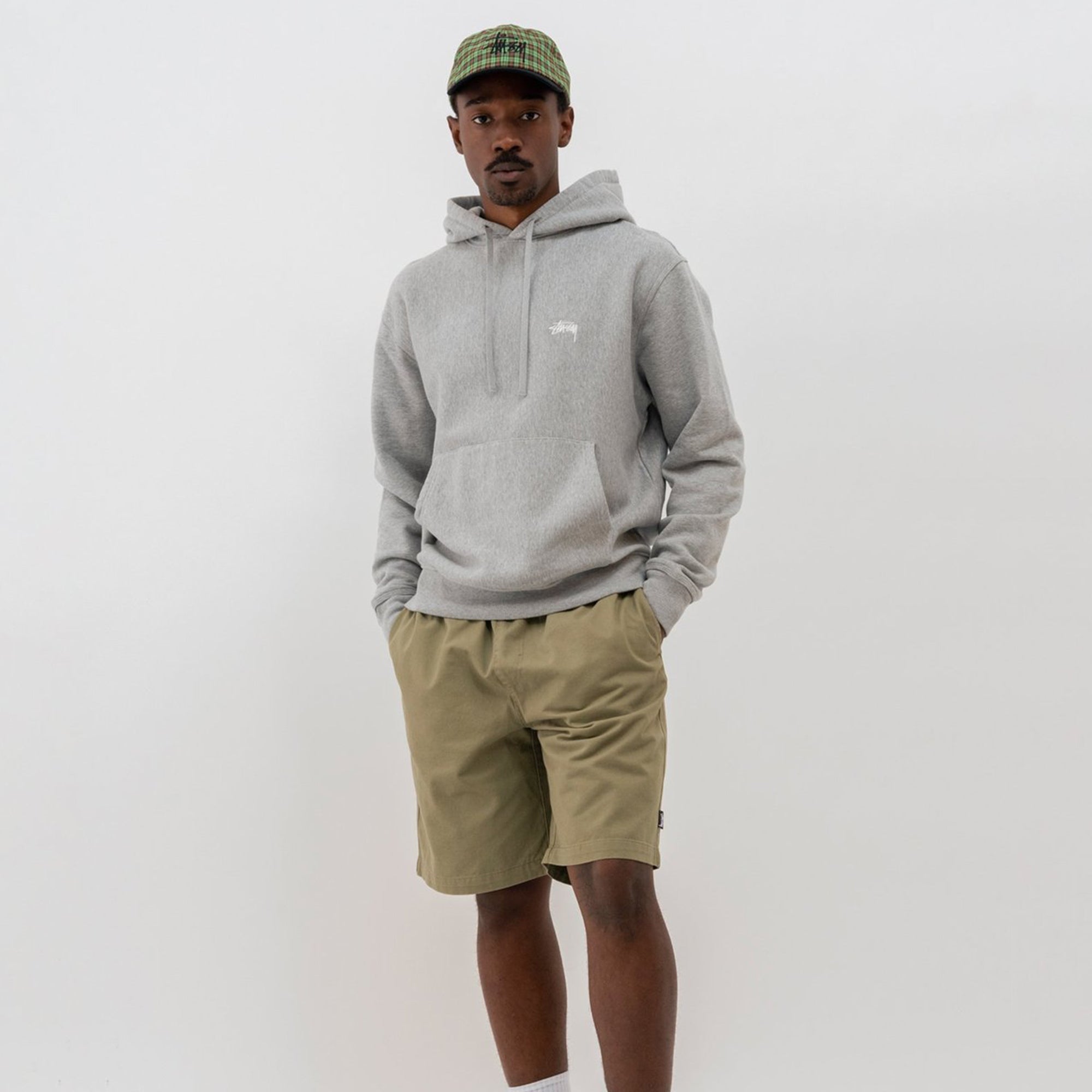 Stussy Mens Stock Logo Grey Heather Hoodie